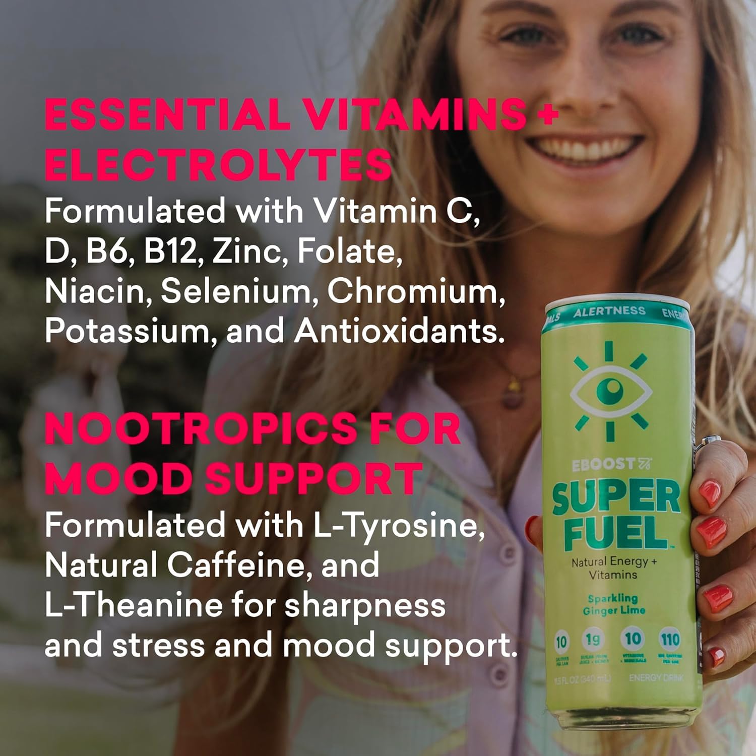 EBOOST Super Fuel Healthy Energy Drink, Variety 12 Pack (Old Flavors) - Low Sugar Energy Drink with Natural Caffeine, Vitamins, Electrolytes & Nootropics - Clean Energy Boost, No Crash - Image 2