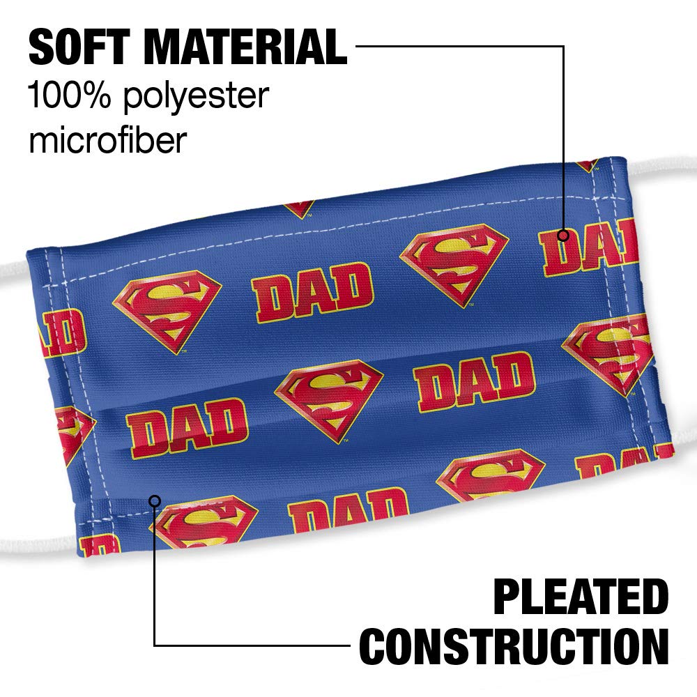 Popfunk Superman Super Dad Shield Logo Pattern 1-Ply Reusable Face Mask Covering with Adjustable Nose Wire, Unisex