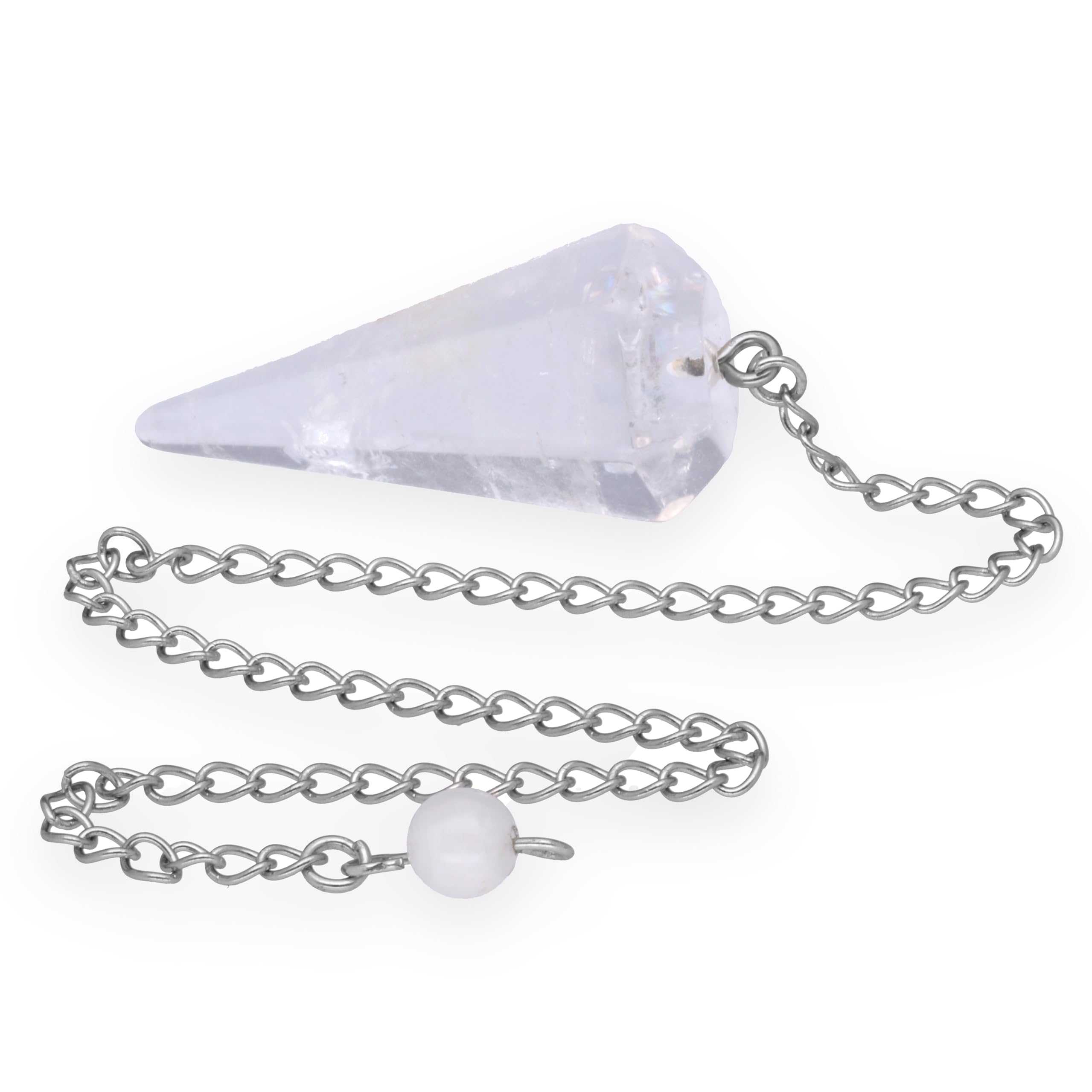 Imagen de catálogo asociada a Péndulo de cristal de roca con bola de retención, piedra preciosa pulida | Lijado y facetado |
