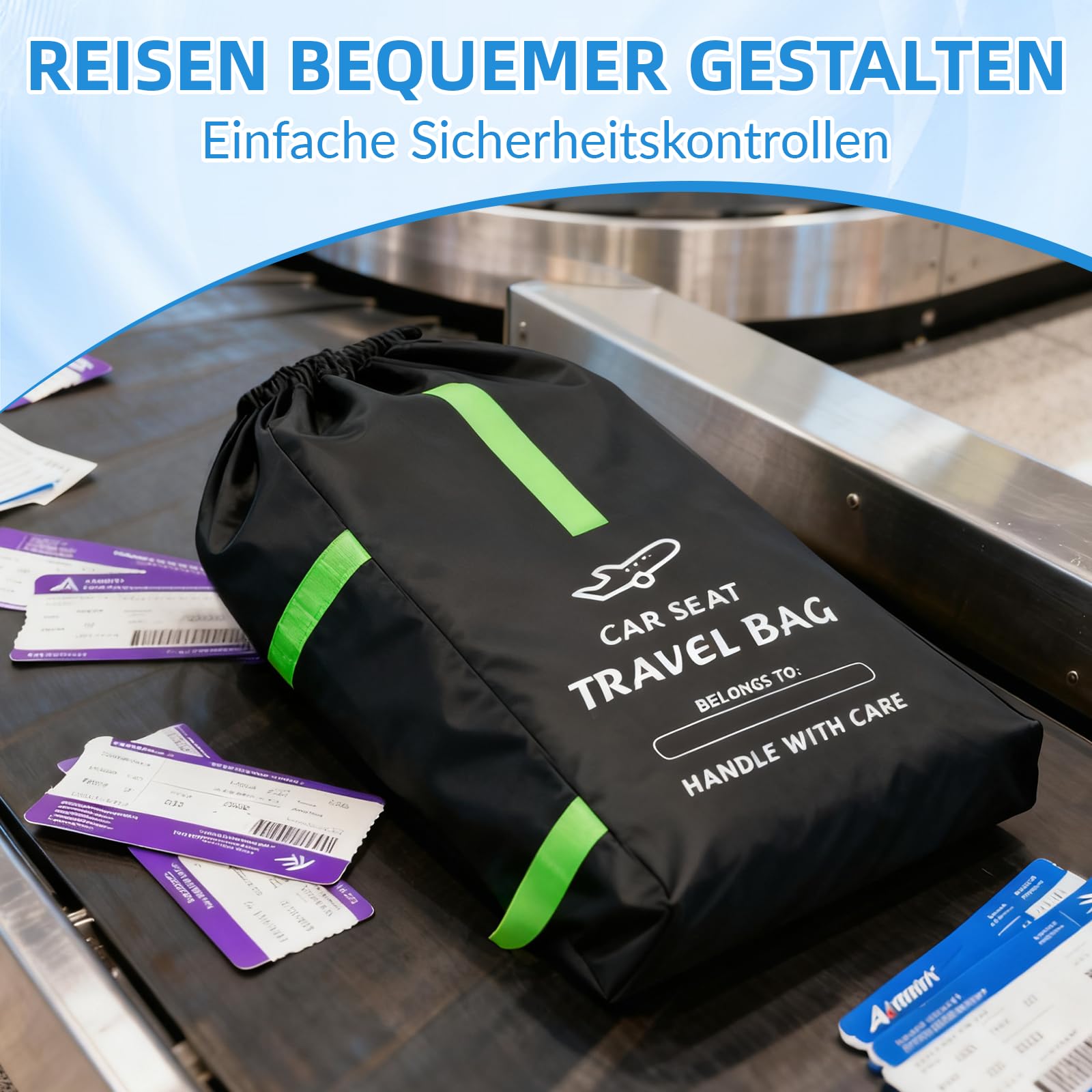 Transporttasche Bolsa de Transporte para Asiento de automóvil para bebé, 34 × 18 × 18 Pulgadas, Bolsa Impermeable de Tela Oxford 600D, Bolsa para Cochecito para Viajes en avión