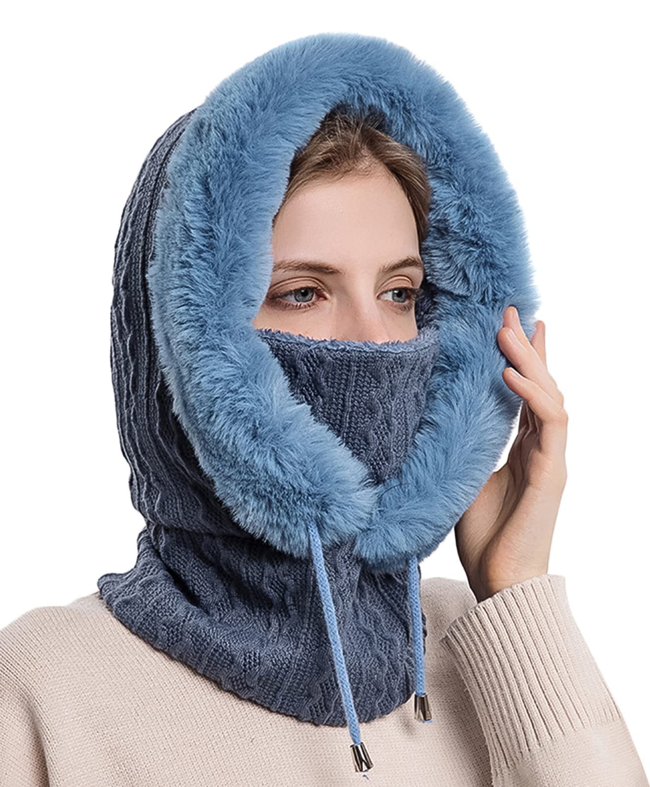 Cagoule Polaire D’hiver – Chaud, Réglable Et Coupe-vent – Bonnet Et Cache-cou 2 En 1 – Pour Ski, Moto, Running Ou Déneigement