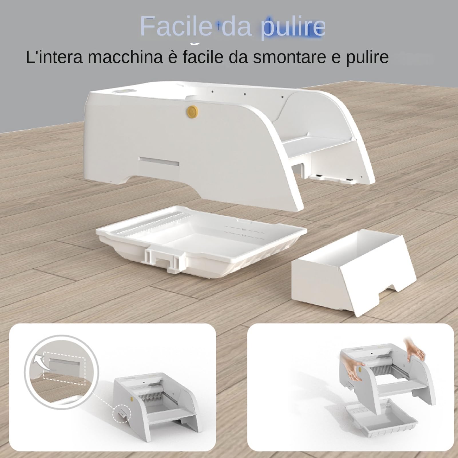 Lettiera per Gatti con Pulizia Automatica 5L Pulsante o Telecomando APP Sotto i 45 Decibel Lettiera Gatto con Sensore a Infrarossi e Protezione dalle Perdite 20 KG Massimo 73,8x25x45 cm