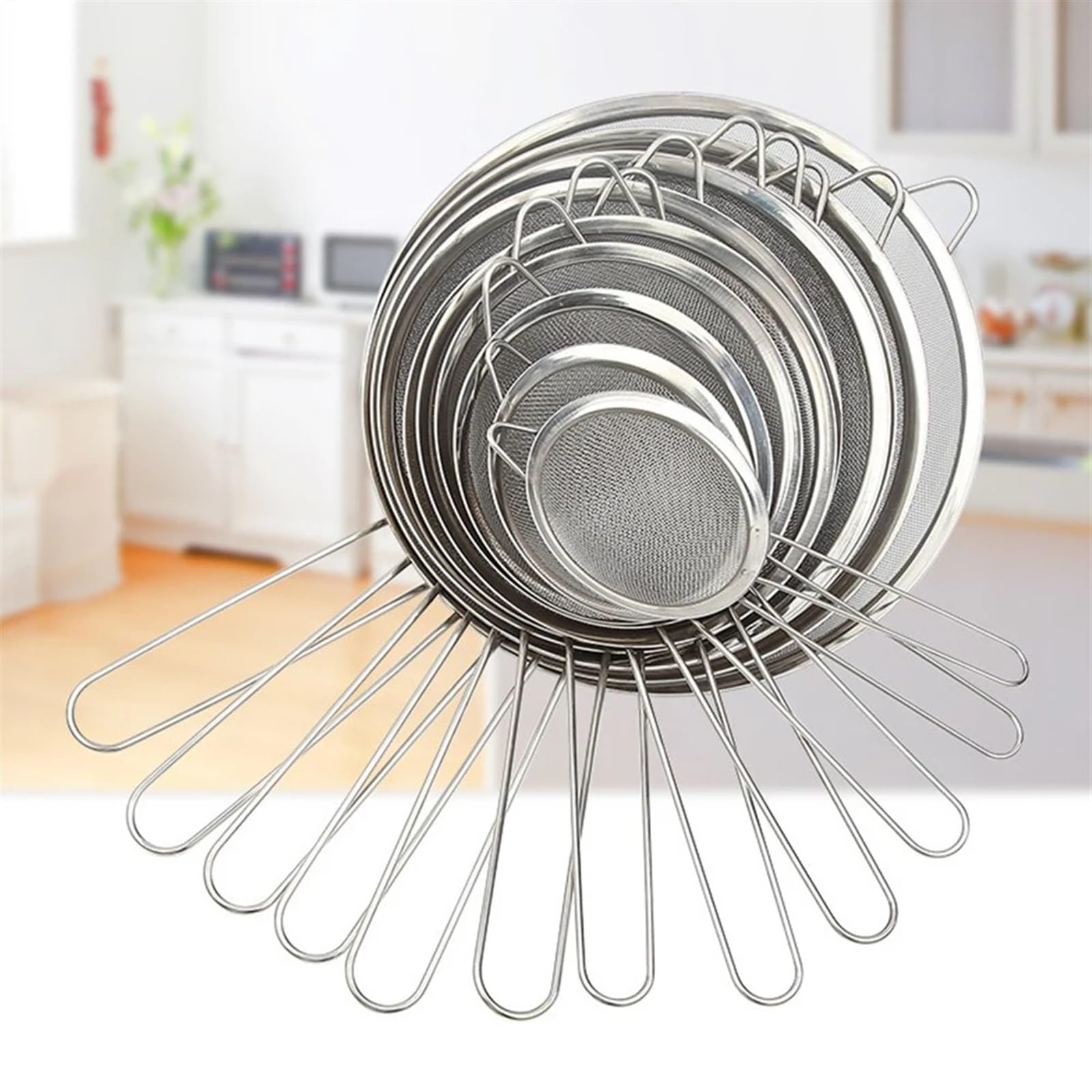 Sieb feinmaschig 1 stück Edelstahl Filter Küche Filter Feine Mesh Löffel Gebratene Lebensmittel Gebraten Fried Öl Sieb Ablauf Kochen Werkzeuge Sieb(22cm)