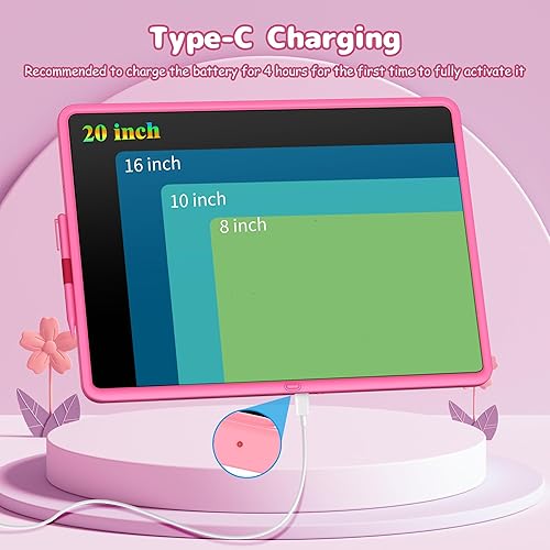 Miniatura 6 de Tableta de escritura LCD de 20 pulgadas para niños, juguetes de arte para niños, kits de dibujo educativos y de aprendizaje, regalos de cumpleaños y