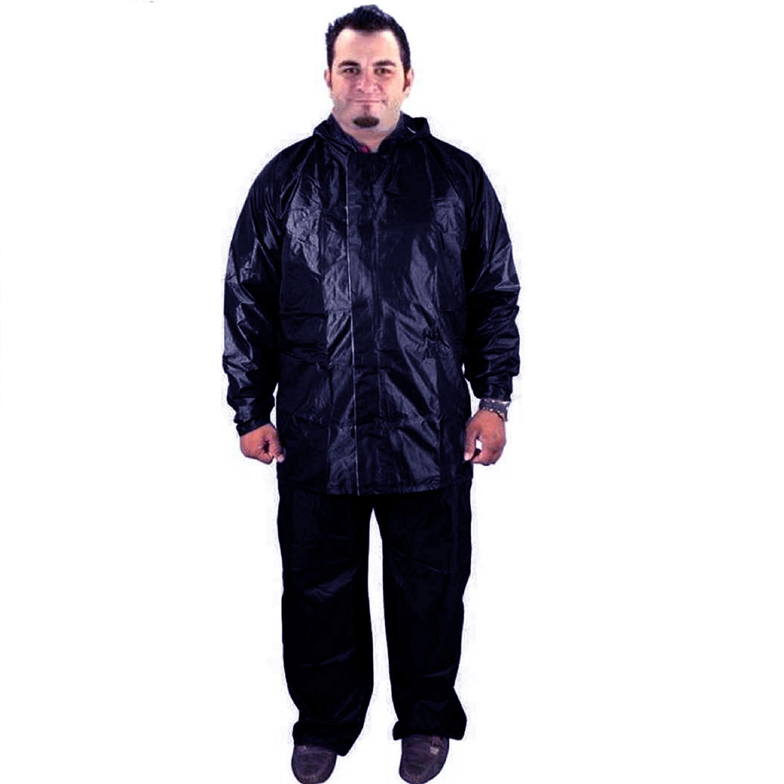 Lightweight Waterproof Raincoat set of Top & Bottom for Men's with hood Size- M (Blue)-image-2