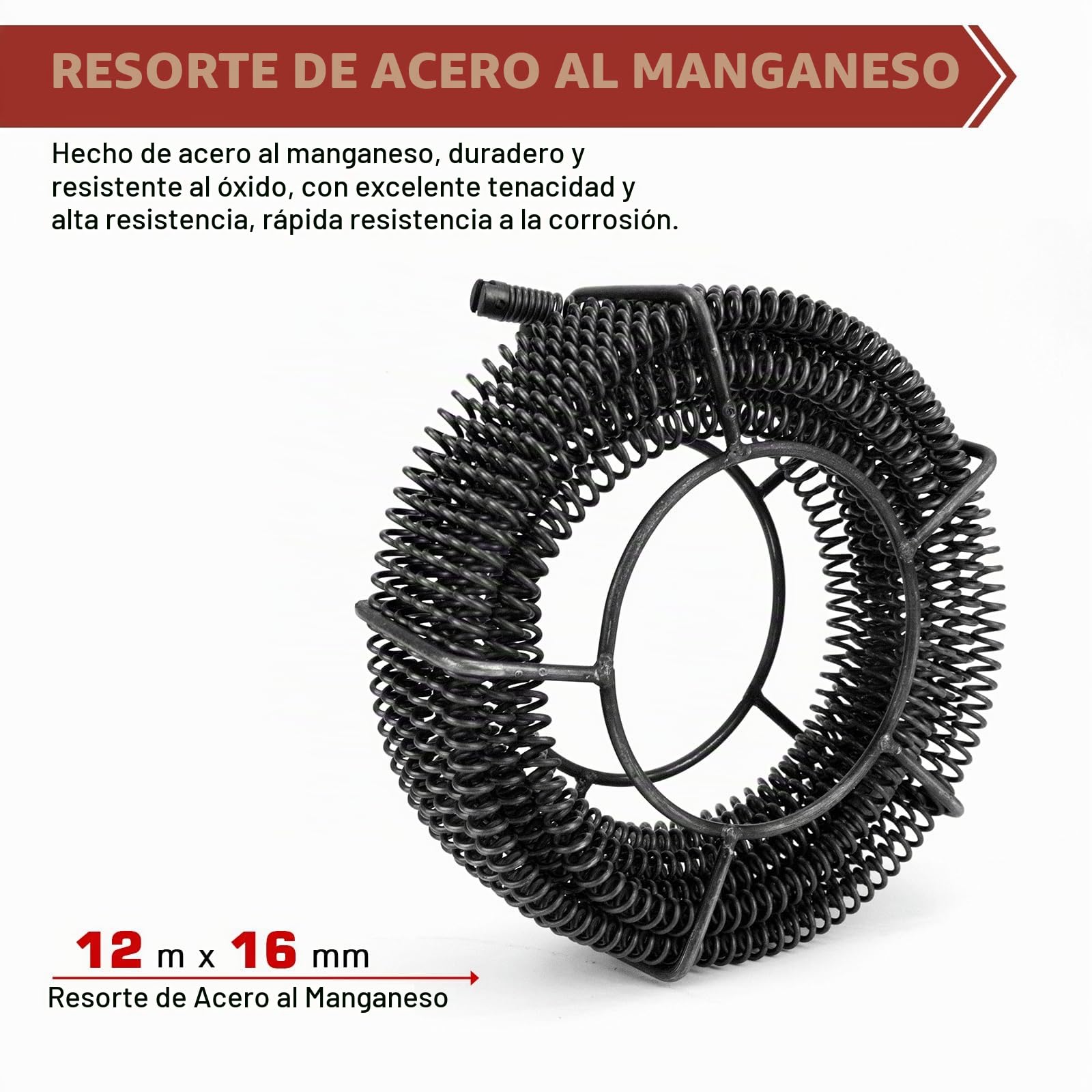 Desatascador de desagües eléctrico de 390 W y 450 rpm con diferencial (RCD) para tuberías de Ø20-100 mm, espirales de Ø8 mm (10 m), Ø16 mm (14,5 m), dispositivo de desatasco.