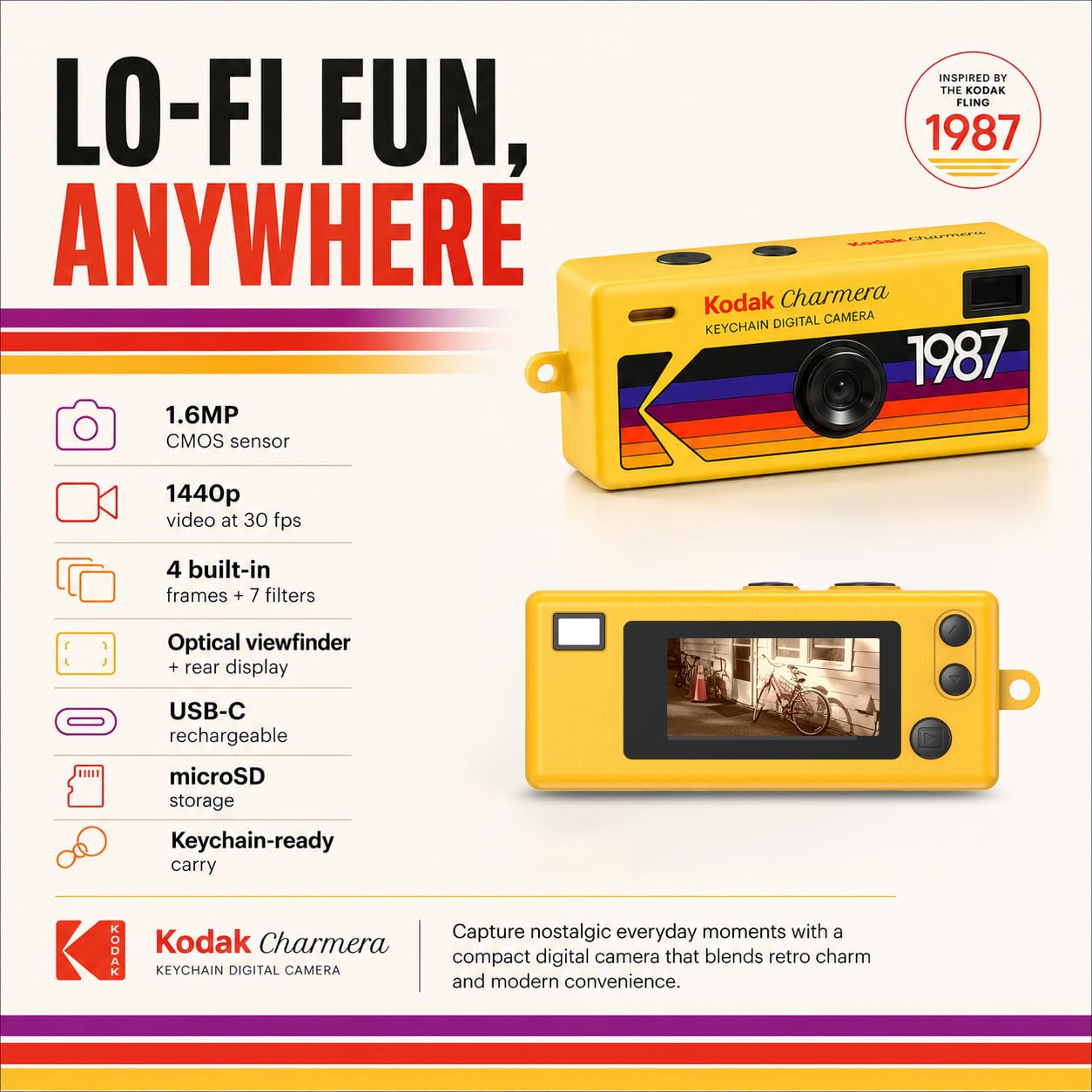 【新品未使用】Kodak Charmera 1987 type01 イエロー Buy Kodak Charmera Key Chain Digital Camera Bundle with 32GB