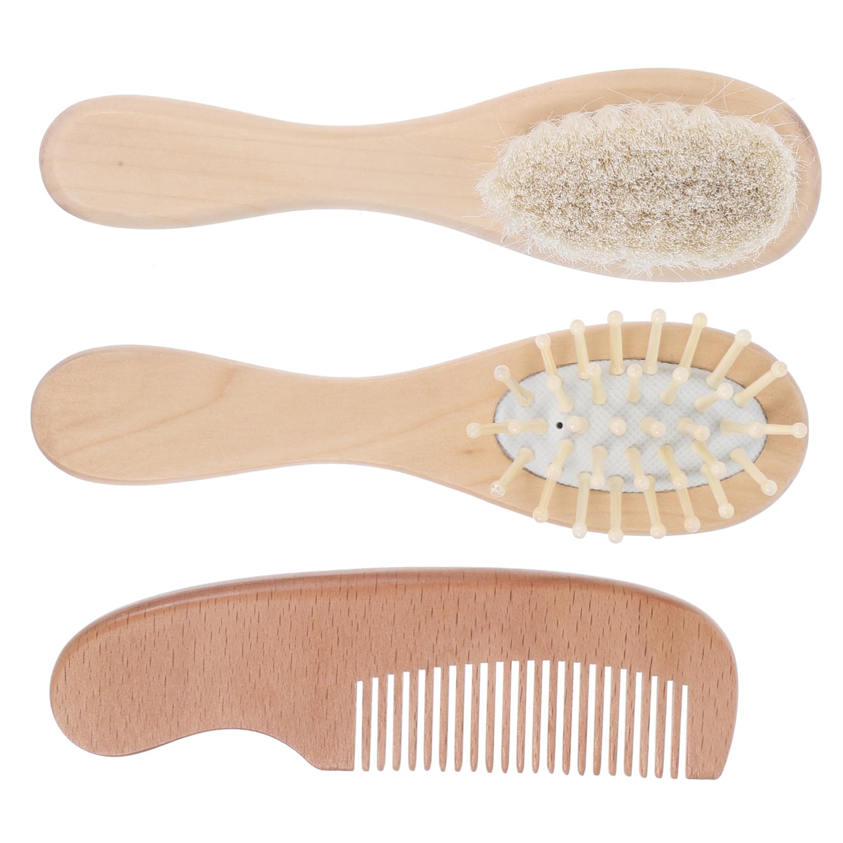 ibasenice Baby Hair Brush Set Scalp Scrubber Massager Brush Hair Comb for Newborns 3 Piece Kit