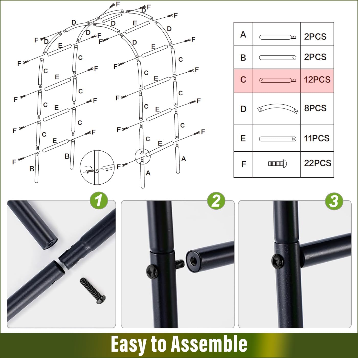 Metal Pergola Arbor 7'6"Wide x 6'5'High/4'6"Wide x 7'10"High,Assemble Freely 2 Sizes,Wide Wedding Garden Arbor Bridal Party Decoration Arbor