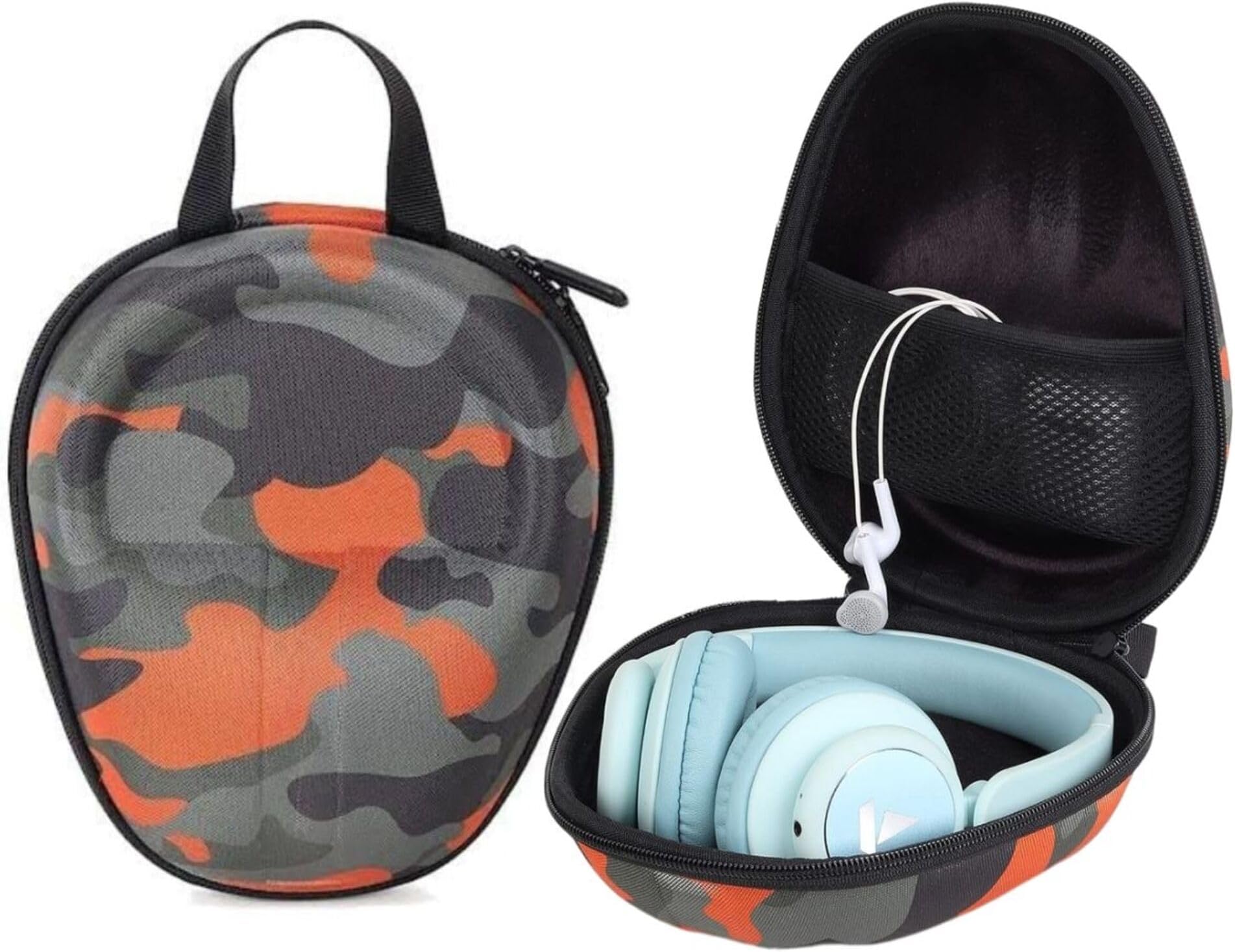 GadgetBite Headphone Carrying EVA Case Earpads Storage Bag Headphone Pouch Portable Anti-Pressure Compatible with Boat 550/Sony WH C510/Flix X1/Sony CH710n/Hyperx Cloud Cases (Army Orange)