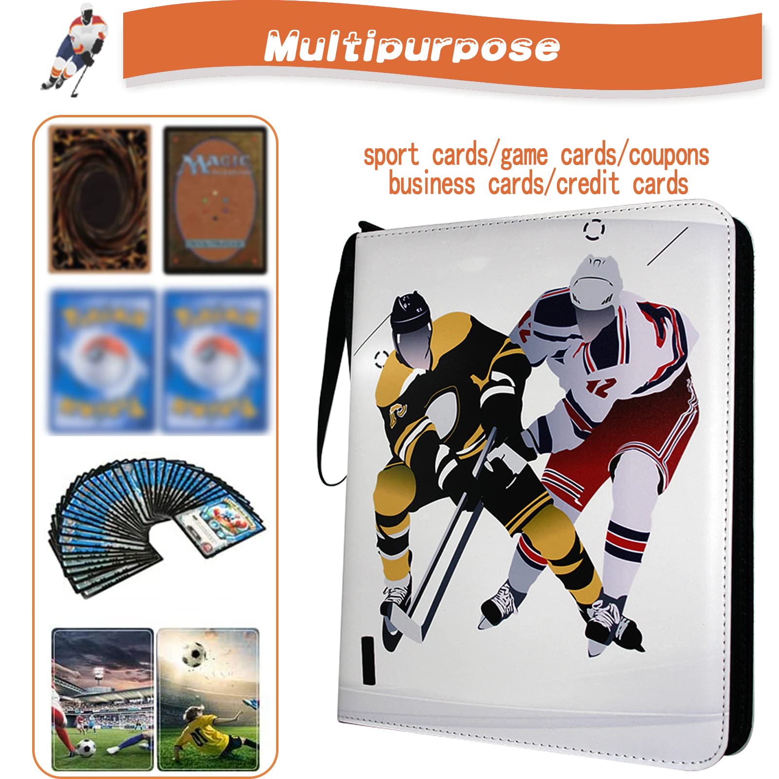 hockey card binder canada Binder, Trading Card 9 Pocket with 50 Removable Sleeves Fits 900 Sport Cards, 3 Ring Card Holder Binder with Zipper, Collector Storage Album : Toys & Games Additional pages can be used to even more capacity in your case Canadiens Hockey Card Binder, 400