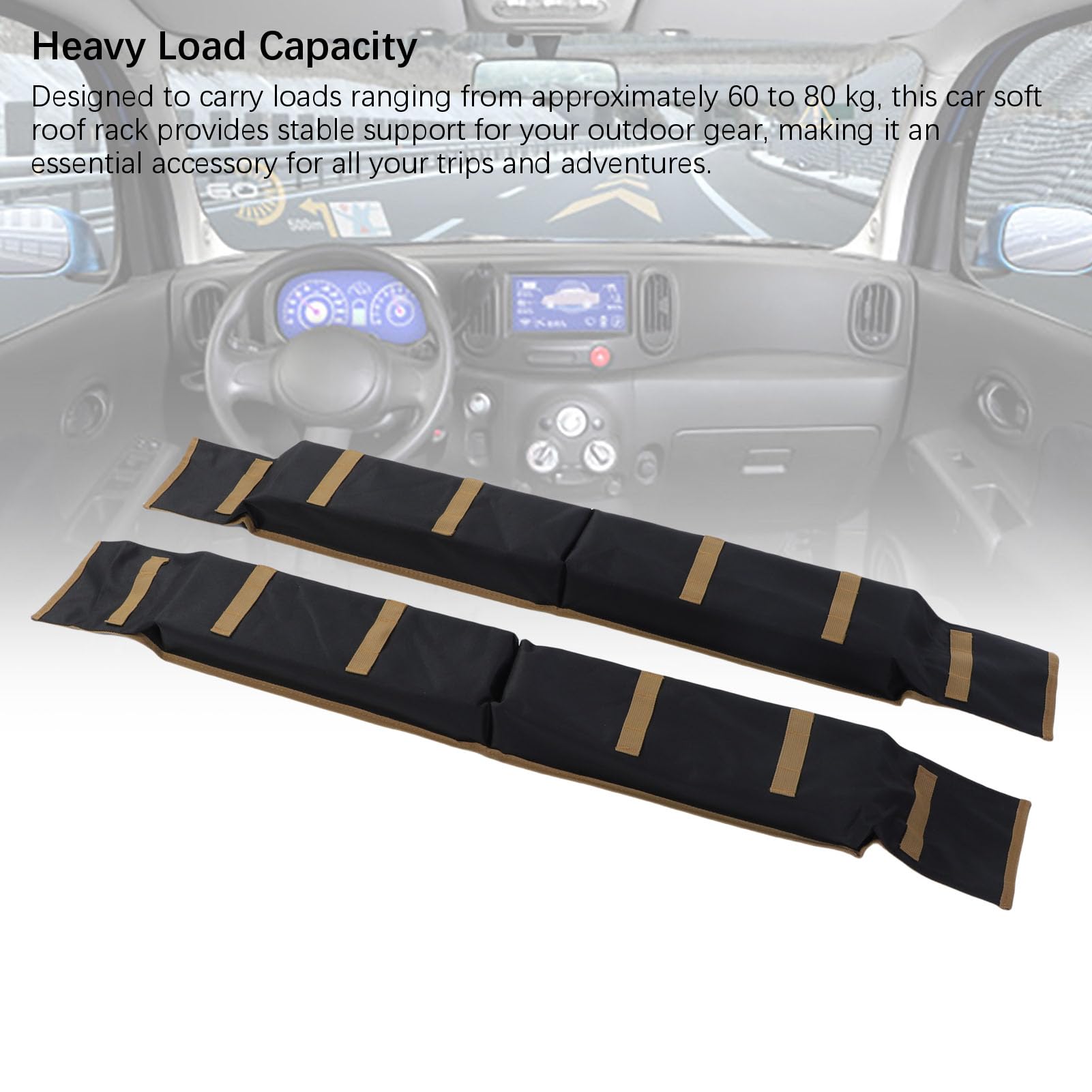 Universalauto Weiches Dachregalkissen Faltbar Kajak-Dachträgerkissen für SUVs Limousinen 2 Tür oder 4 Türautos mit Sicherem Riemen 60-80 Kg Kapazität