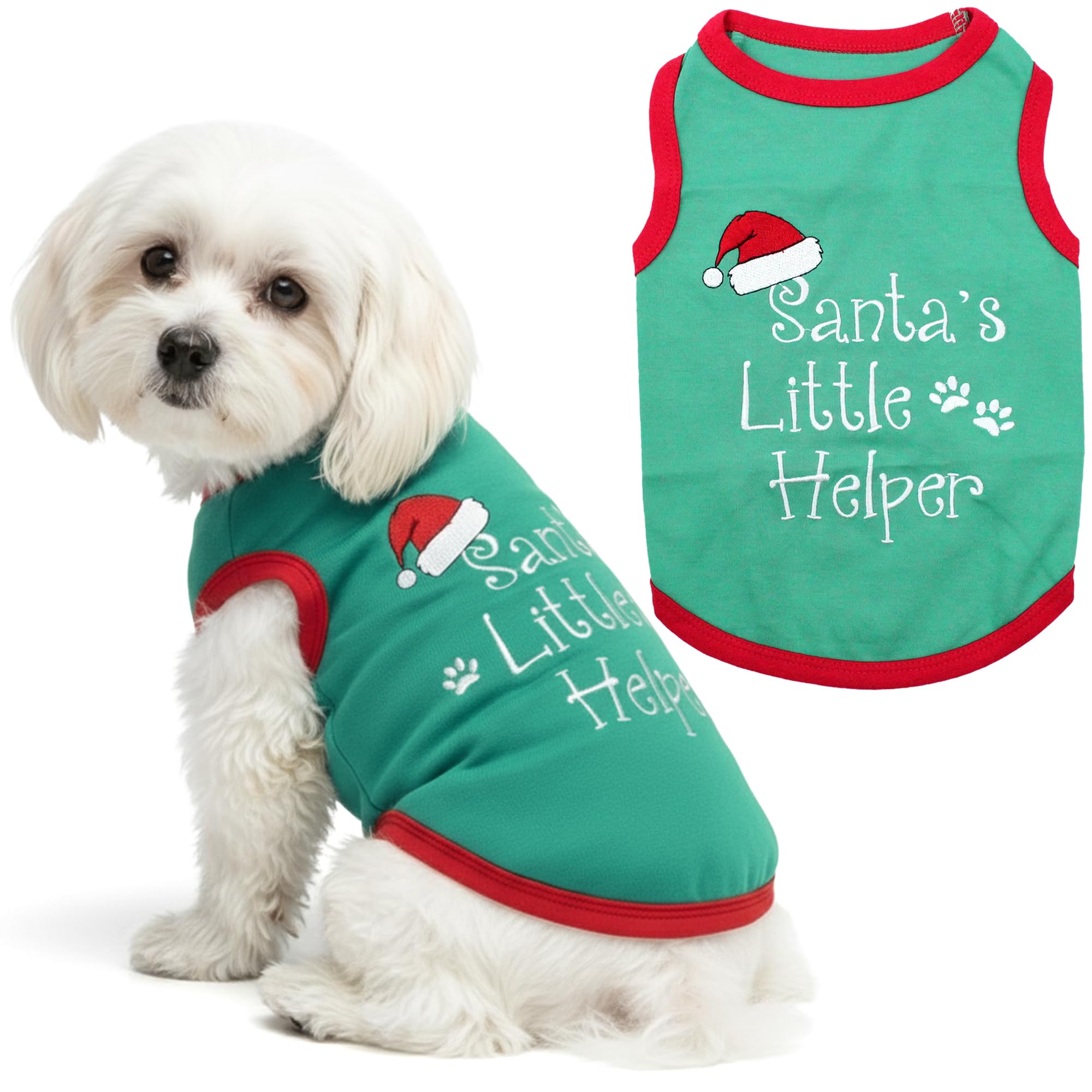 T-shirt pour chien Little Helper du Père Noël Parisien XXS
