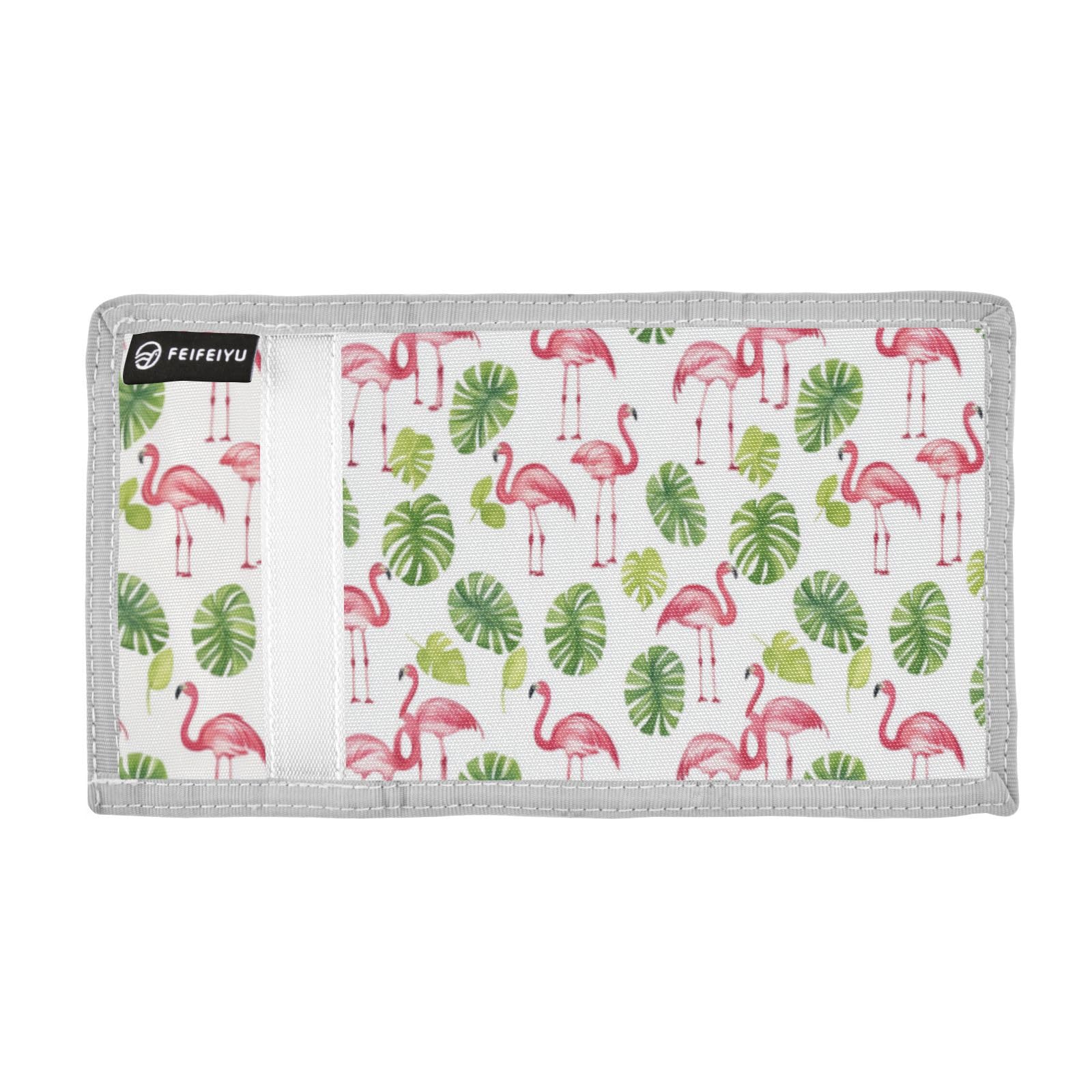 Wusikd Pink Flamingos Leaves Kids Wallet for Boys Girls Watercolor Toddler Trifold Wallet Novelty Wallet for Teens Women Men