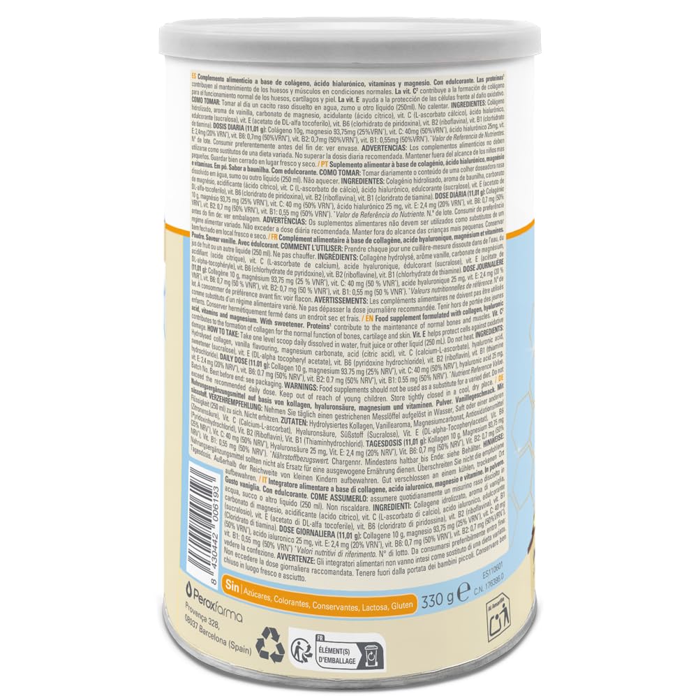 EPAPLUS Arthicare, Collagene + Magnesio + Acido Ialuronico, Collagene idrolizzato con Magnesio e Acido Ialuronico, Gusto Vaniglia a dissoluzione istantanea, Trattamento di 30 giorni, 325g