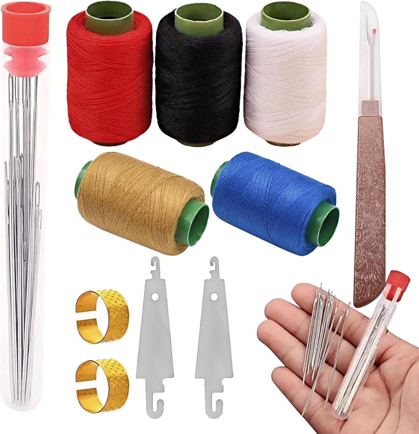36 PCS Sewing Kit, Leather Sewing Kit Box with Needle Threader Tool Kit, Leather Tools for Leather Working, DIY Leather Craft, Home Upholstery Repair