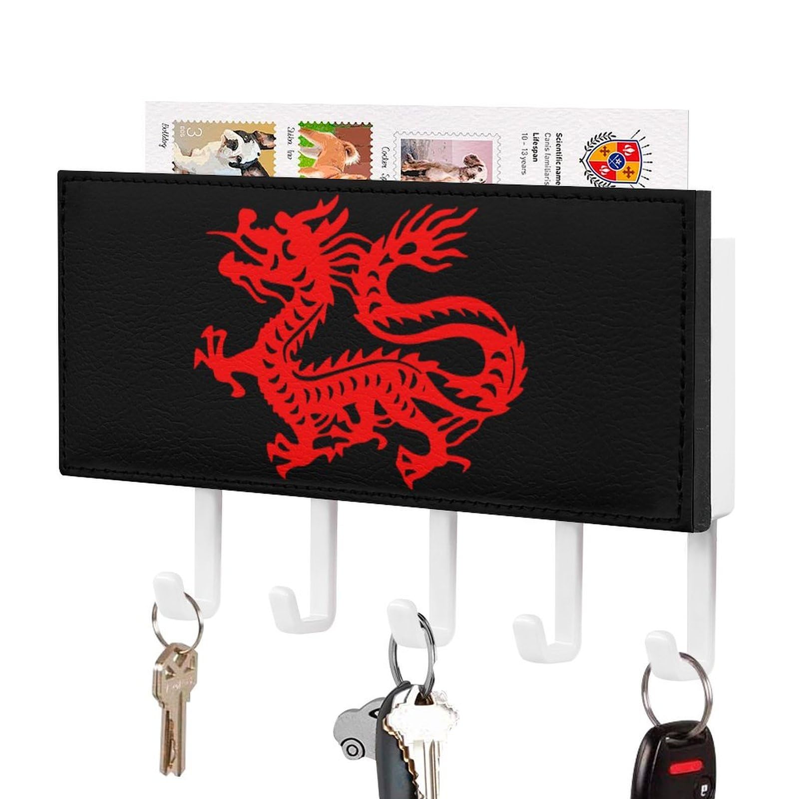NCLQVJXZKHW Chinese Magic Dragon Key Holder with 5 Hooks Key Hooks Wall Mounted Key Racks Key Hanger Organiser Shelf