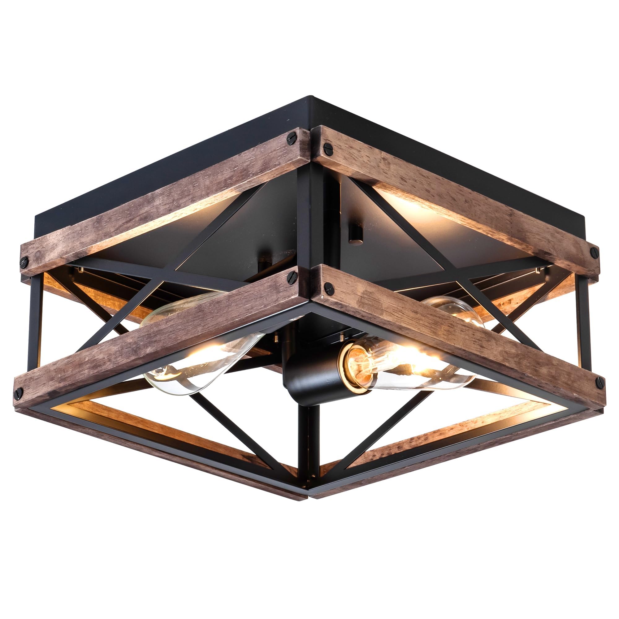 MAYNA 2 Lights Industrial Ceiling Light Fixtures, Farmhouse Flush