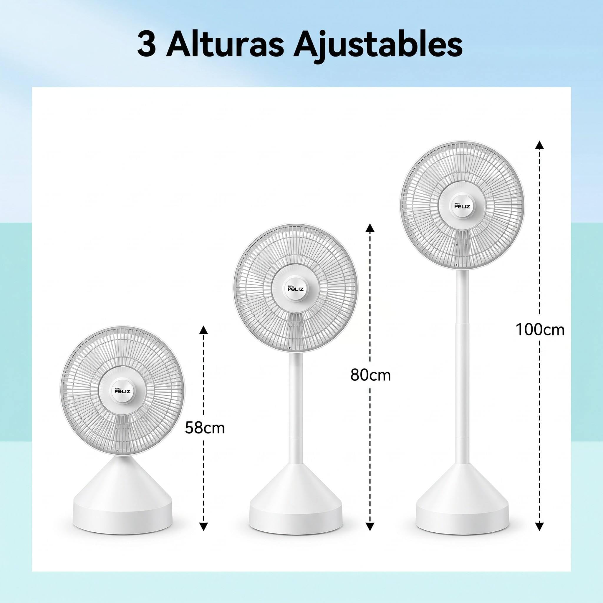 Don Feliz, Ventilador de Pie Plegable, 70W, 3 Alturas Ajustables (580mm-1000mm), con Luz Ambiental Colorida, Mando a Distancia, 6 Aspas, Fácil Almacenamiento