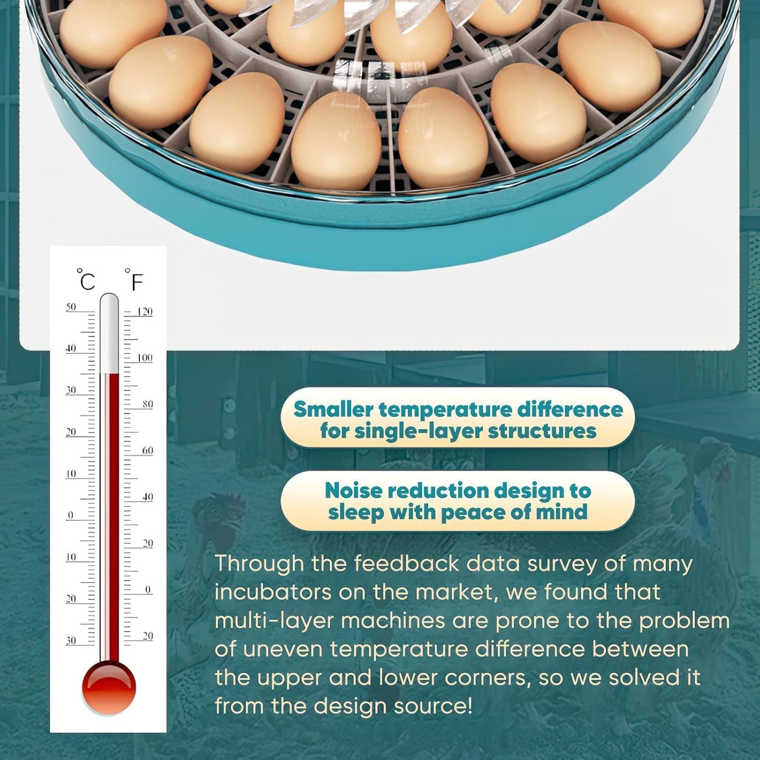 Incubadora de huevos totalmente automática con termostato digital inteligente y control de humedad, volteador automático de huevos para incubar aves de corral