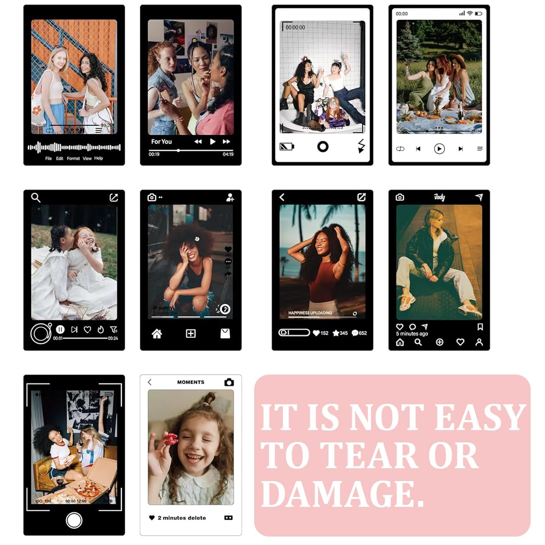 30 Pièces Autocollants Bordure et Cadres Colorés pour Fujifilm Instax Mini