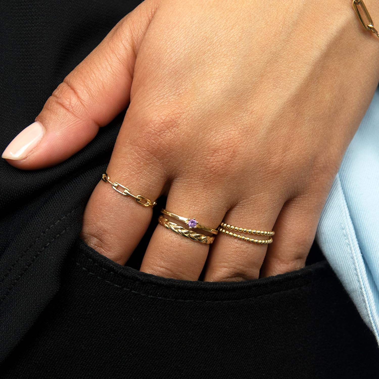 Goldring Damen | 14 Karat 585 Echtgold | Jackie Minori Bubble Twin Ring JKR22.212