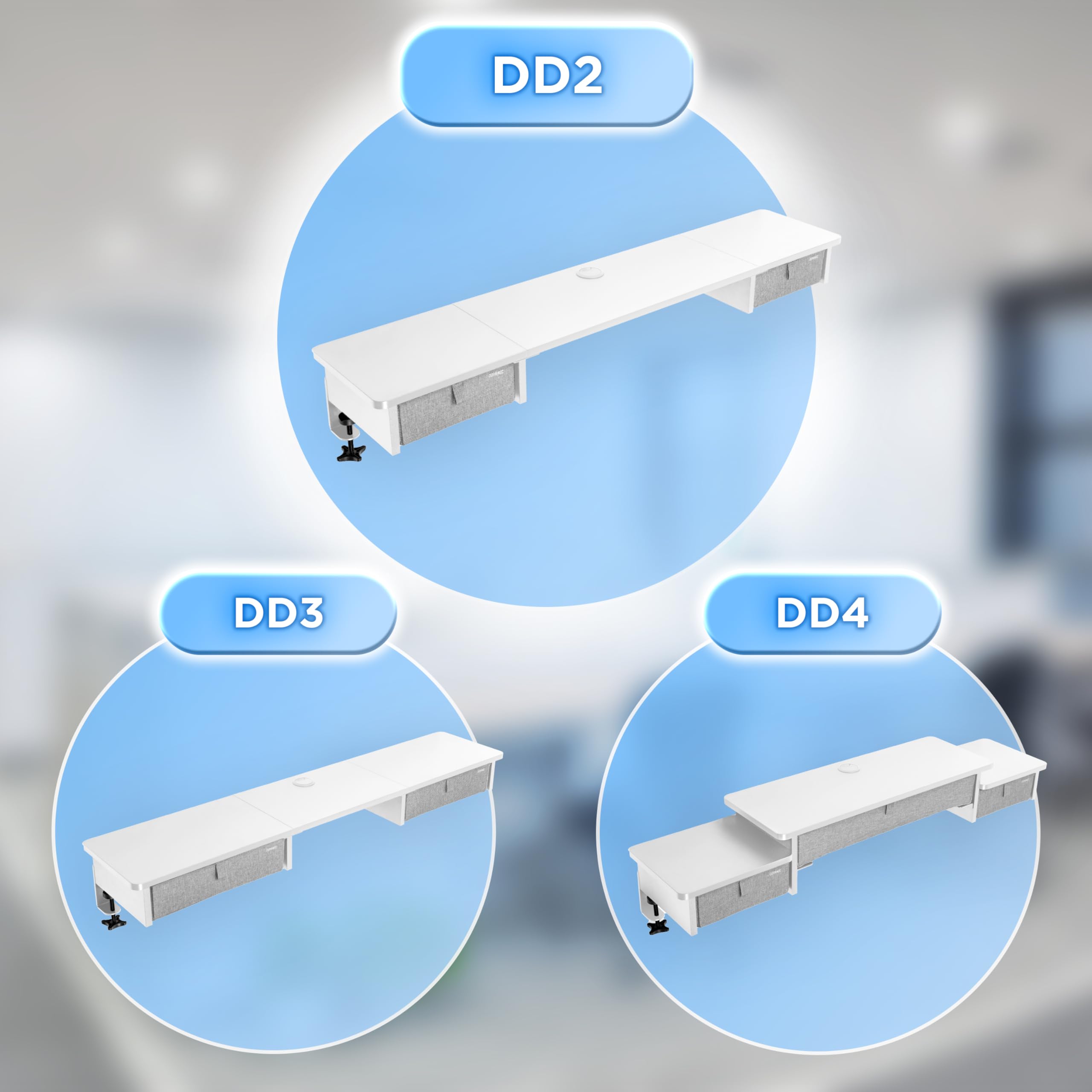 Duronic DD2 WE 120 cm DeskTop Bianco con 2 cassetti | Compatibile con tutti i Desk Top da 120 cm | Accessorio per scrivania | Professionale estetico e organizzato | Superficie per sollevare lo schermo