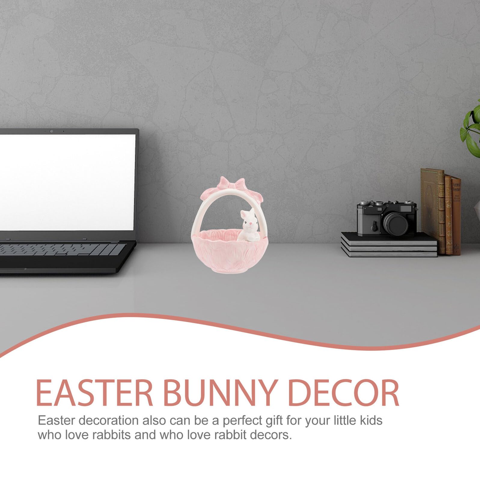 Decorazione Coniglio Pasquale in Ceramica Rosa per Casa e Scrivania, Statuina Vivace e Realistica per Festa di Pasqua e Decorazioni Tavolo