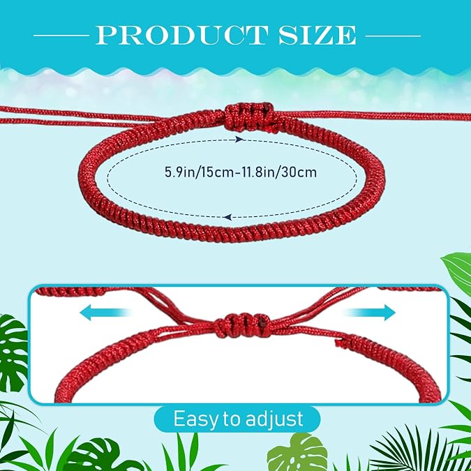 Yinkin 6 Pcs Tibetan Bracelet Buddhism Handmade Knot Rope Bracelet Woven Thread String Bracelet Lucky Multicolor String Thread for Men Women Friendship Couple
