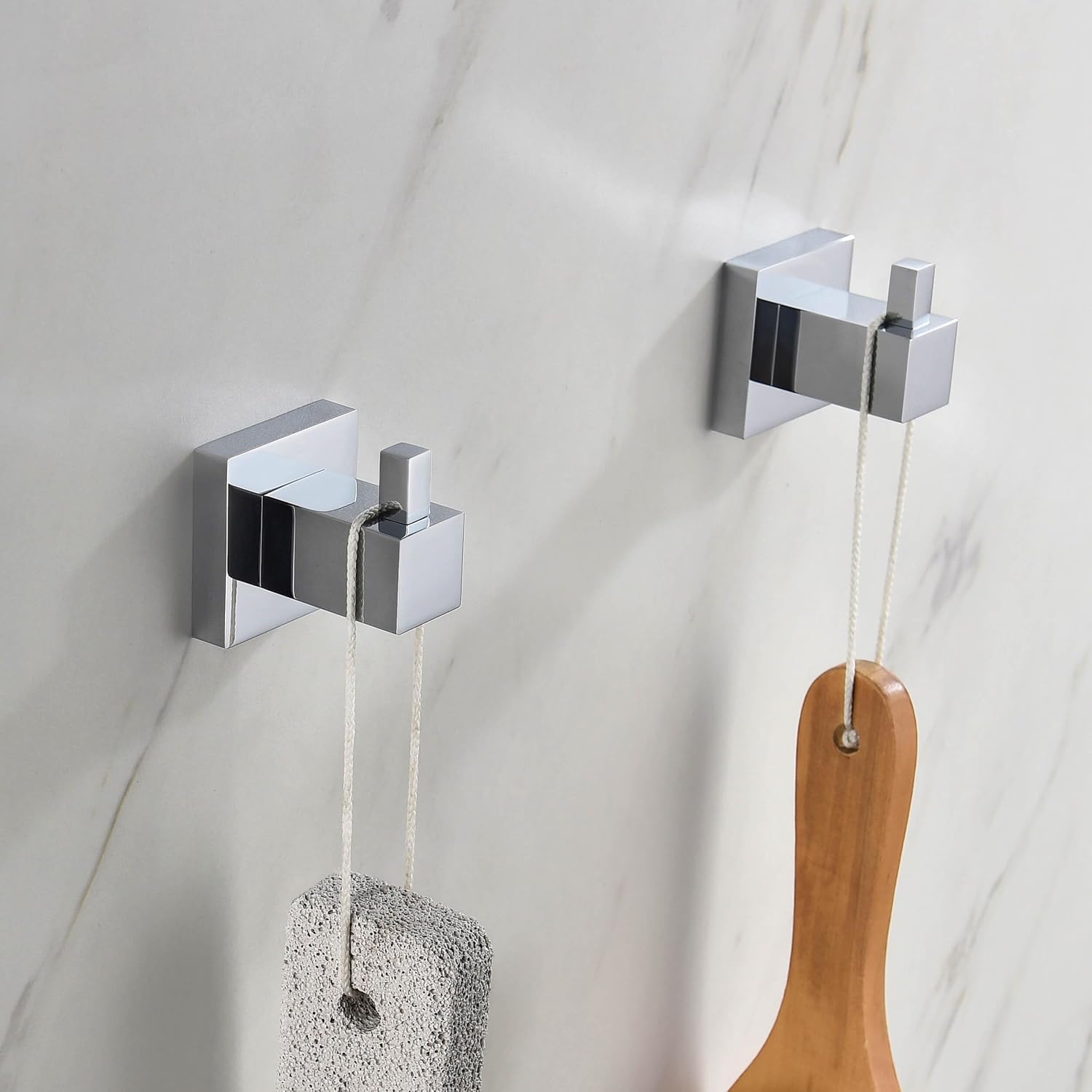KIBI Cube Bathroom Towel Hook | 3-Pack Wall Mounted Robe Hooks | 2-inch Solid Brass Wall Hooks for Towels, Robes, and Accessories | Rust-Resistant Chrome Finish (KBA1501)