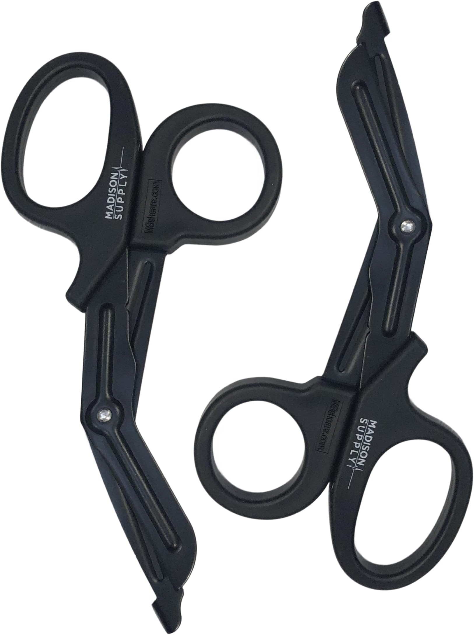 Medical Scissors, EMT and Trauma Shears - 7.5-Inch Bandage Scissors, Stainless Steel Medical Shears - Fluoride-Coated Blades for First Responders, Nurses, and Doctors (2 Pack, Black)