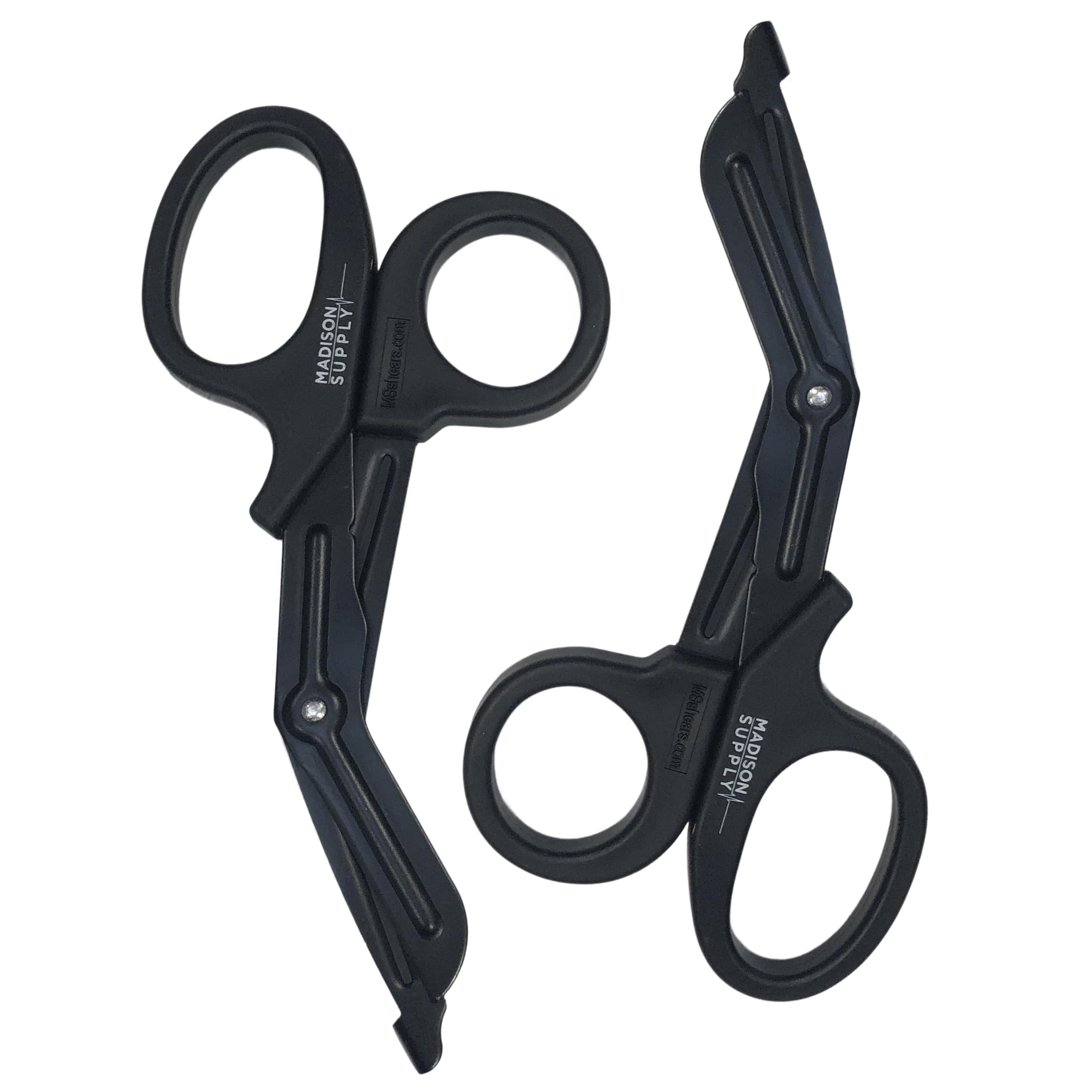 Madison Supply Medical Scissors, EMT and Trauma Shears - 7.5-Inch Bandage Scissors, Stainless Steel Medical Shears - Fluoride-Coated Blades for First Responders, Nurses, and Doctors (2 Pack, Black)