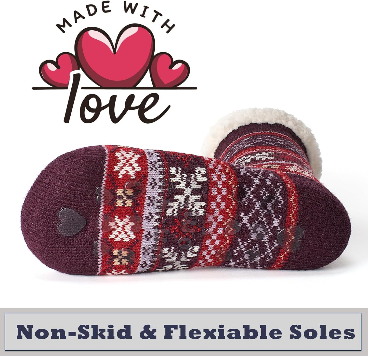 Cozylook Slipper Socks for Women Non Slip Fuzzy Thermal Cabin Socks Winter Warm - Image 5