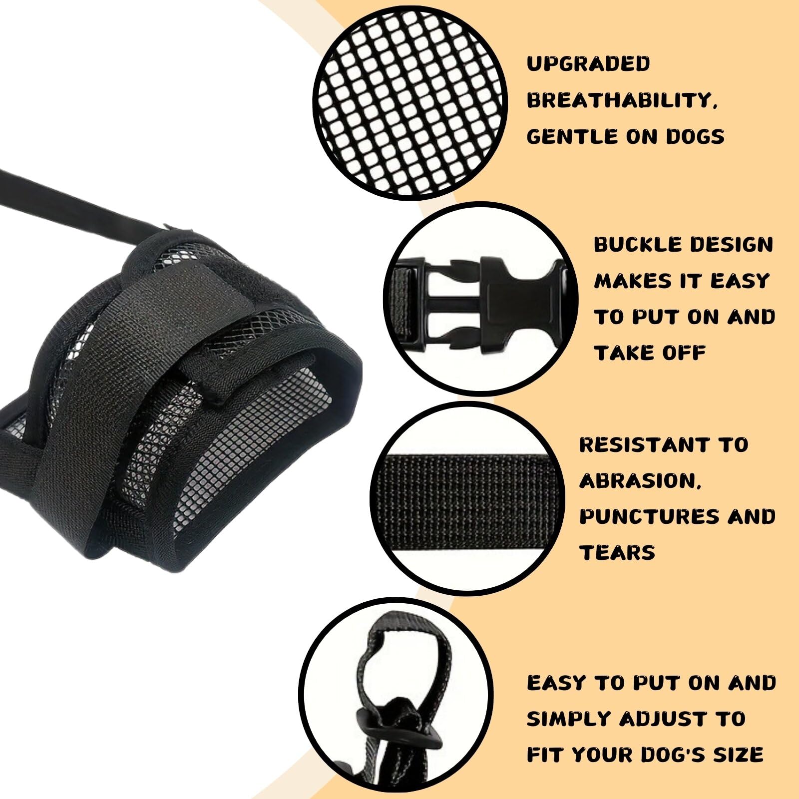 KEYRI 2 Pièces Muselière pour Chiens Muselière Souple Réglable pour Chiens Respirant Muselière en Nylon pour Chien Museliere Anti-Aboiements et Anti-Morsures Museau d'Entraînement (Noir, Petit)