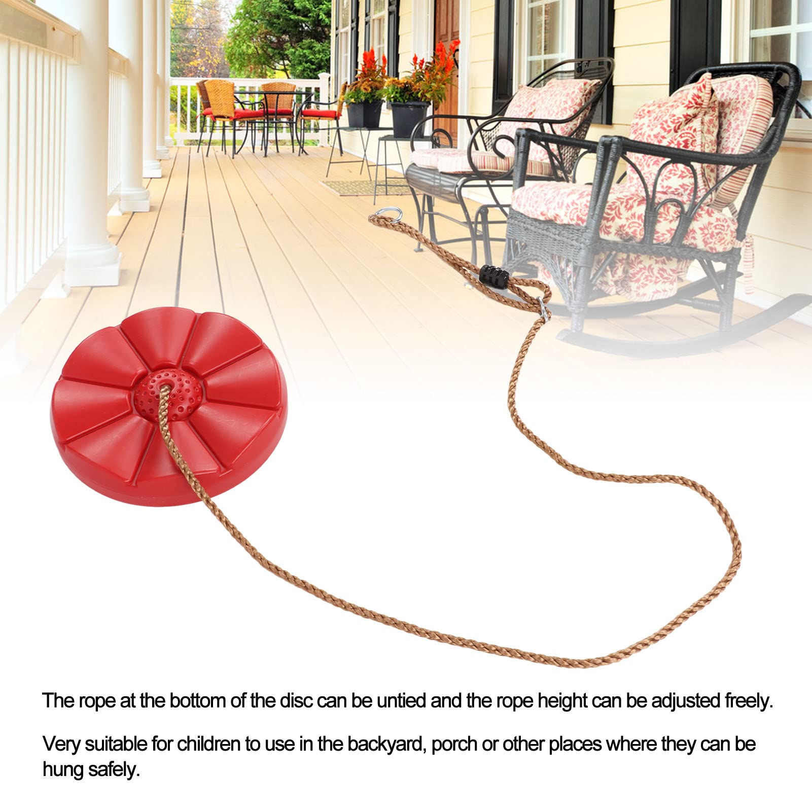 Kids Disc Tree Swing Seat with Climbing Rope and Platforms, Adjustable Outdoor Indoor Swing for Boys Girls, 30.5 cm PE PP Platform with 11 mm Heavy Duty Rope for Backyard Porch Pla