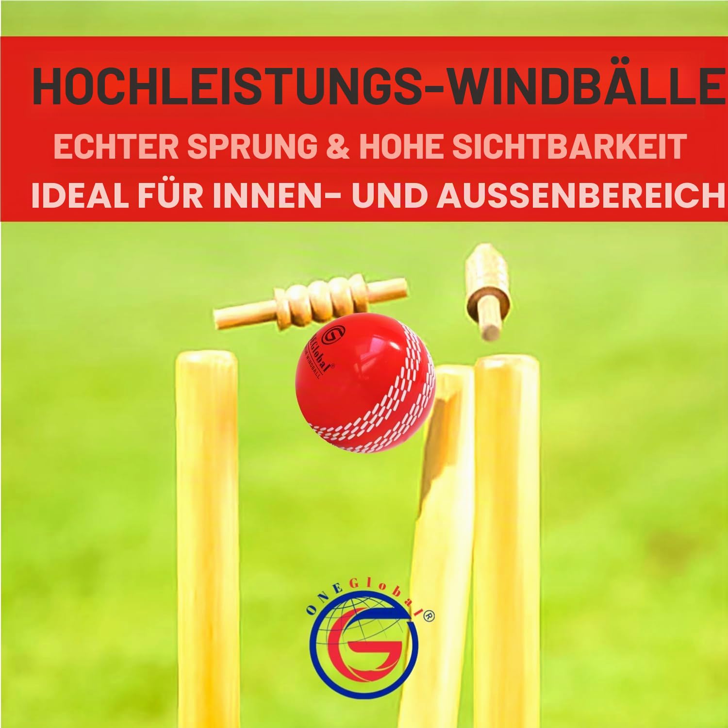 Premium Windball Weiche Cricketbälle | Langlebig & sicher, farbige Naht, realistischer Sprung & Schwung | Indoor-/Outdoor-Coaching, Training, Garten & Strandspiele