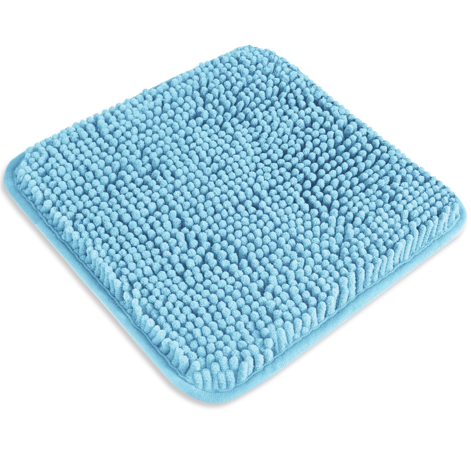 PureSwan Small Bathroom Rug 12"x12" – Washable and Absorbent Mini Bath Mat, Non Slip, Thick Soft Chenille Bath Rugs for Bathroom, Shower, Locker Rug(Sky Blue)