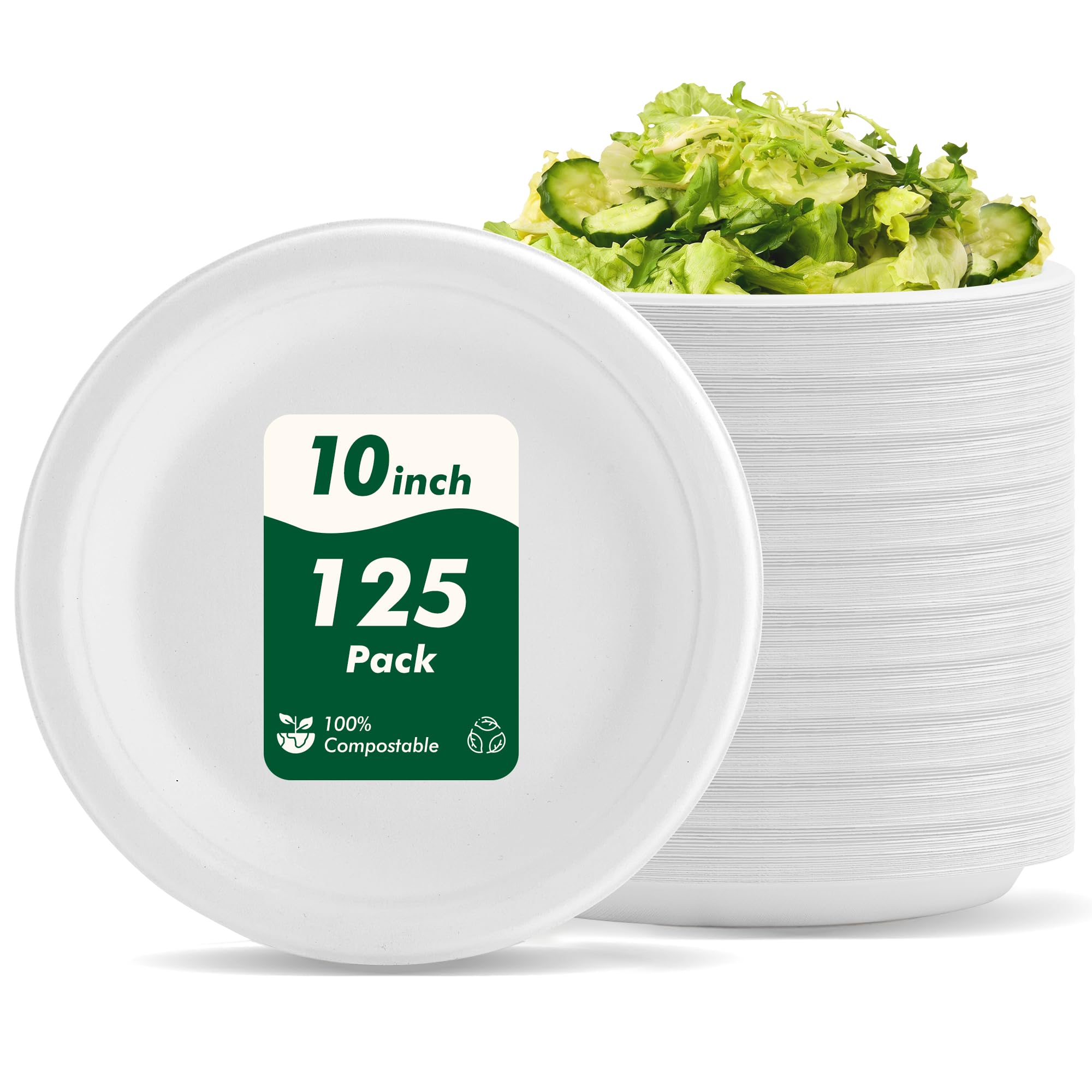 Compostable Paper Plates - 150 Pack (10 Inch) -12