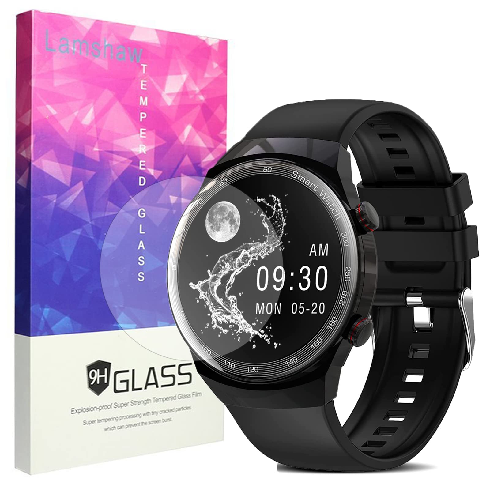 Compatible for Suinsist Smart Watch Screen Protector, Lamshaw [3 Pack] 9H Tempered Glass Screen Protector Film Compatible for Suinsist AK26 Smart Watch 1.28In (3 Pack)