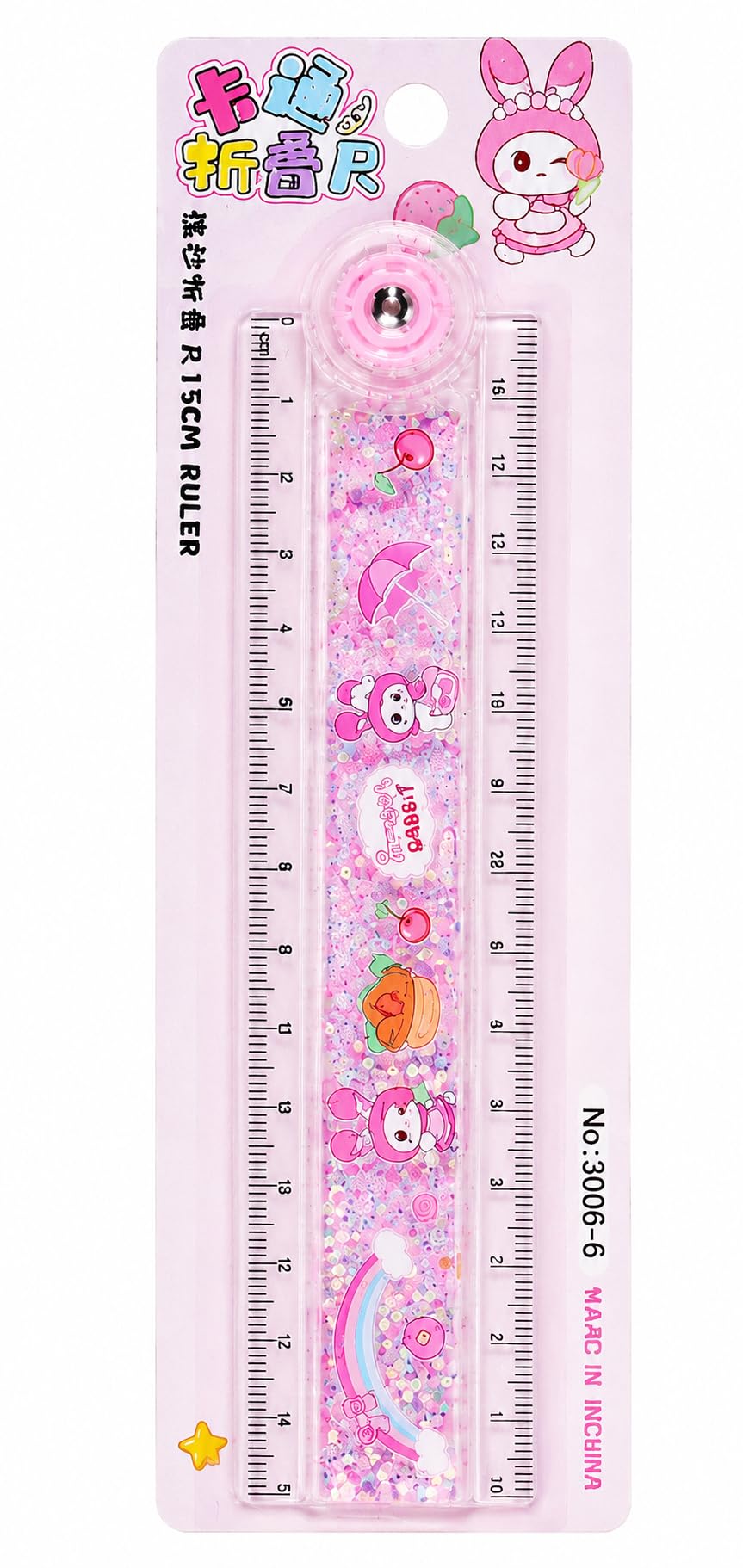 M.F.H GLITTER WATER MAGIC Cartoon Print Plastic Ruler Scale, Birthday Return Gift Item for Kids, Girls (Multi-Function 30cm Folding (RANDOM DESIGNE) PACK OF 1-picture-12