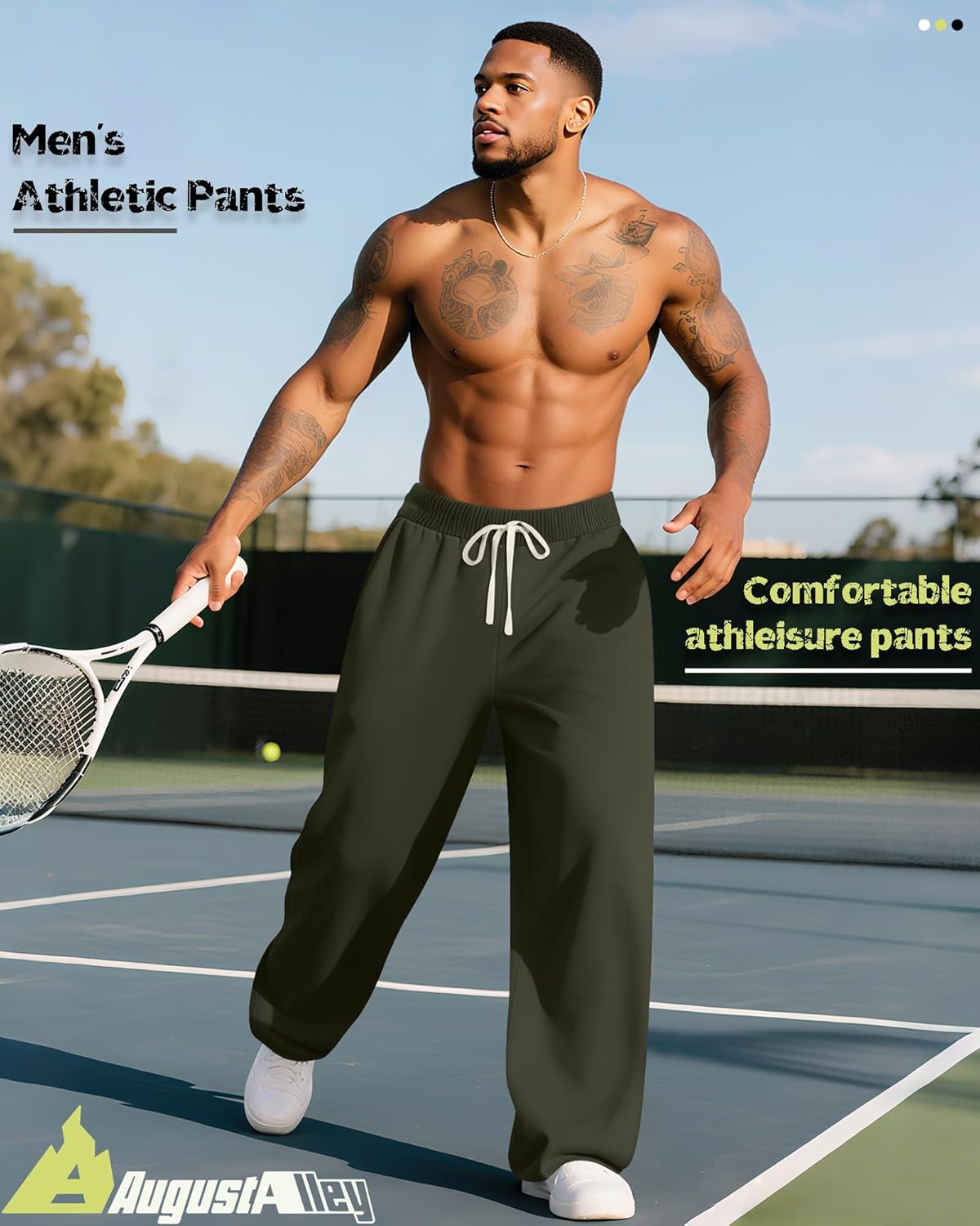 August Alley 3 Pack Big and Tall Men's Sweatpants Open Bottom Athletic Pants Drawstring Elastic Waist with Pockets - Image 2