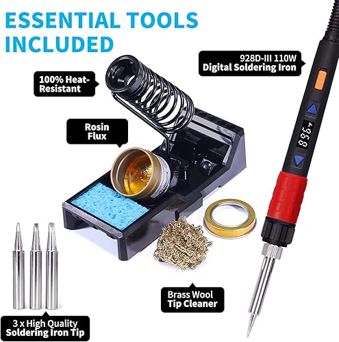 Miniatura 5 de YIHUA Paquete de estación de soldadura y retrabajo 8786D-I con soldador de alta potencia YIHUA 928D-III como secundario/respaldo con soporte de