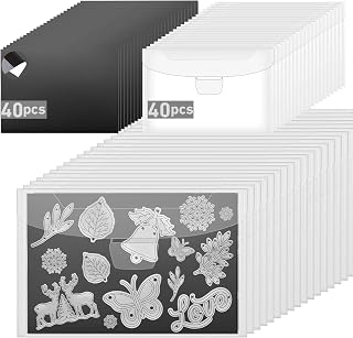 80 Pcs Magnetic Sheets for Dies Storage Stamp and Die Storage Pockets Die Cut Storage for Card Making,40 Pcs Magnetic Sheets+40 Pcs Bags