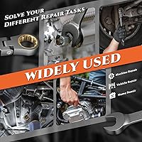 Vista 4 de SUZUME 24-Piece Metric and SAE Flex Head Ratcheting Wrench Set 72 Teeth Cr-V Steel Ratcheting Wrench Set with 180° Flex Head Ratchet Wrenches Set