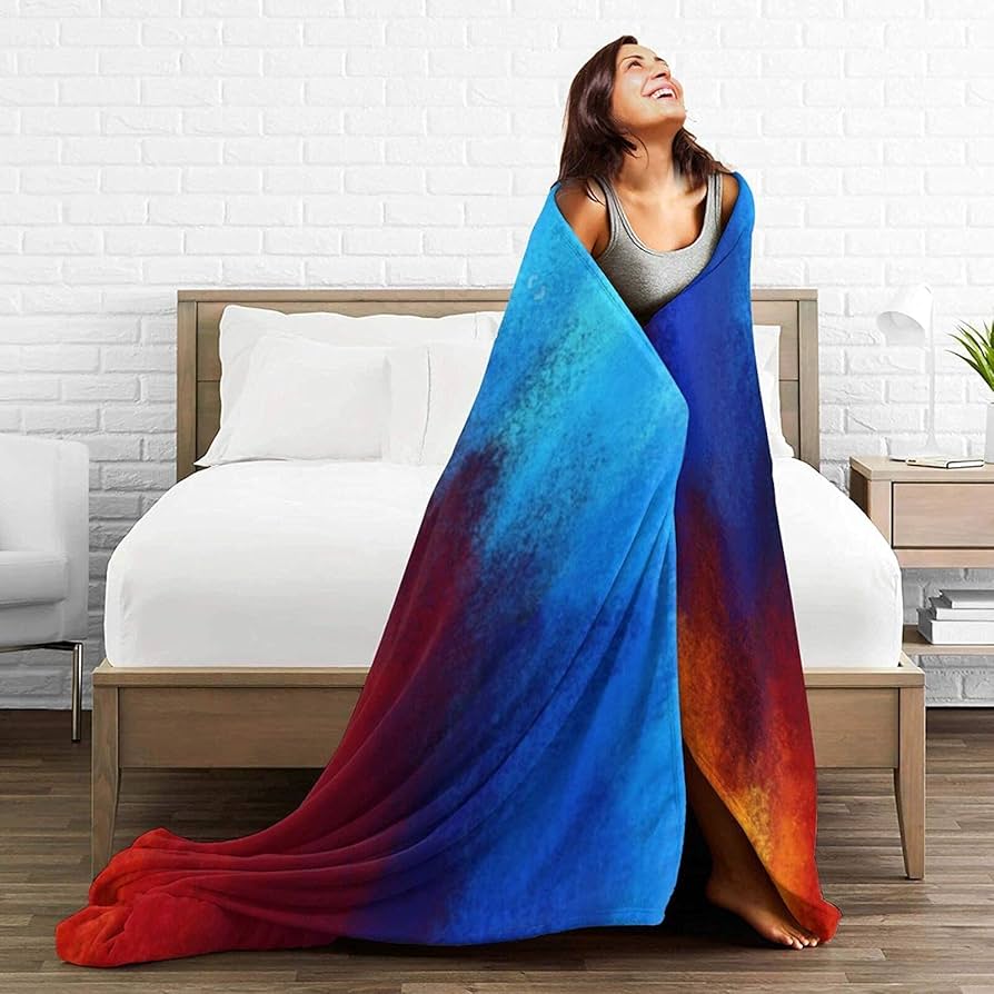 布団・毛布 Blueberry Amazon｜毛布 シングルブランケット 赤 青 グラデーション 抽象