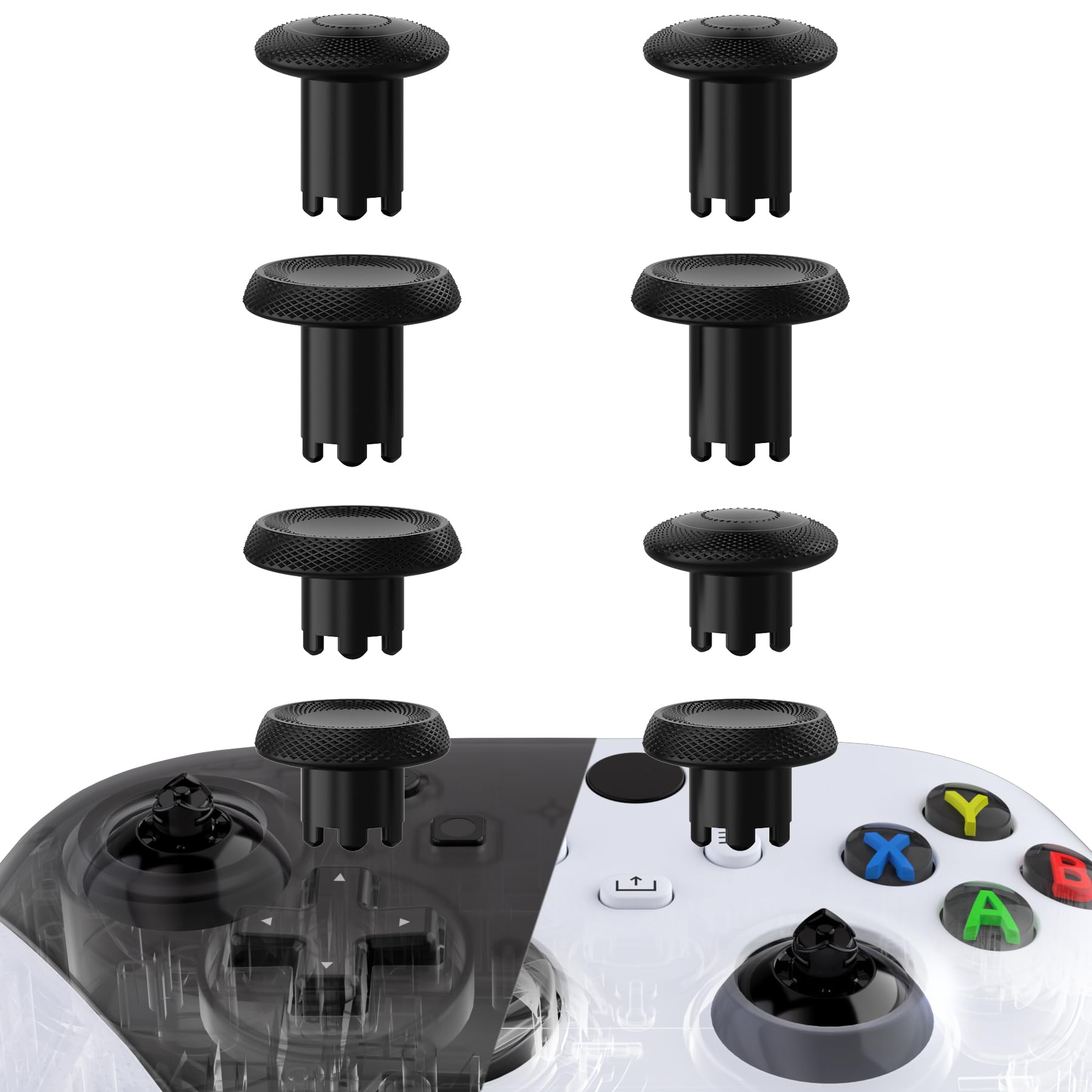 eXtremeRate ThumbsGear V3 Thumbsticks for Xbox Series X/S Controller, Xbox One S/X, Xbox One Elite V1, Interchangeable Joysticks Attachments for Nintendo Switch Pro Controller, Black