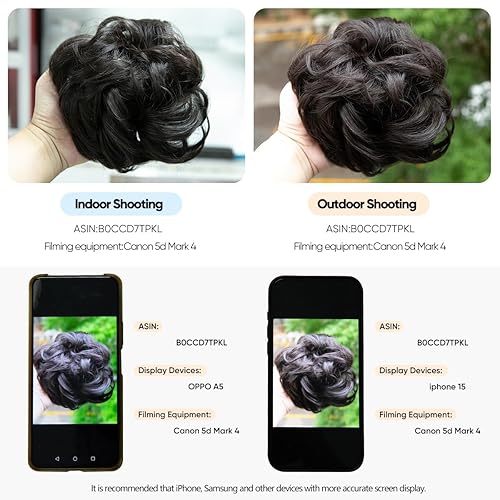 Miniatura 33 de CJL HAIR - Extensión de cabello grueso, ondulado o rizado, sintético, tipo cola de caballo o rodete desordenado, grande, para recoger el cabello