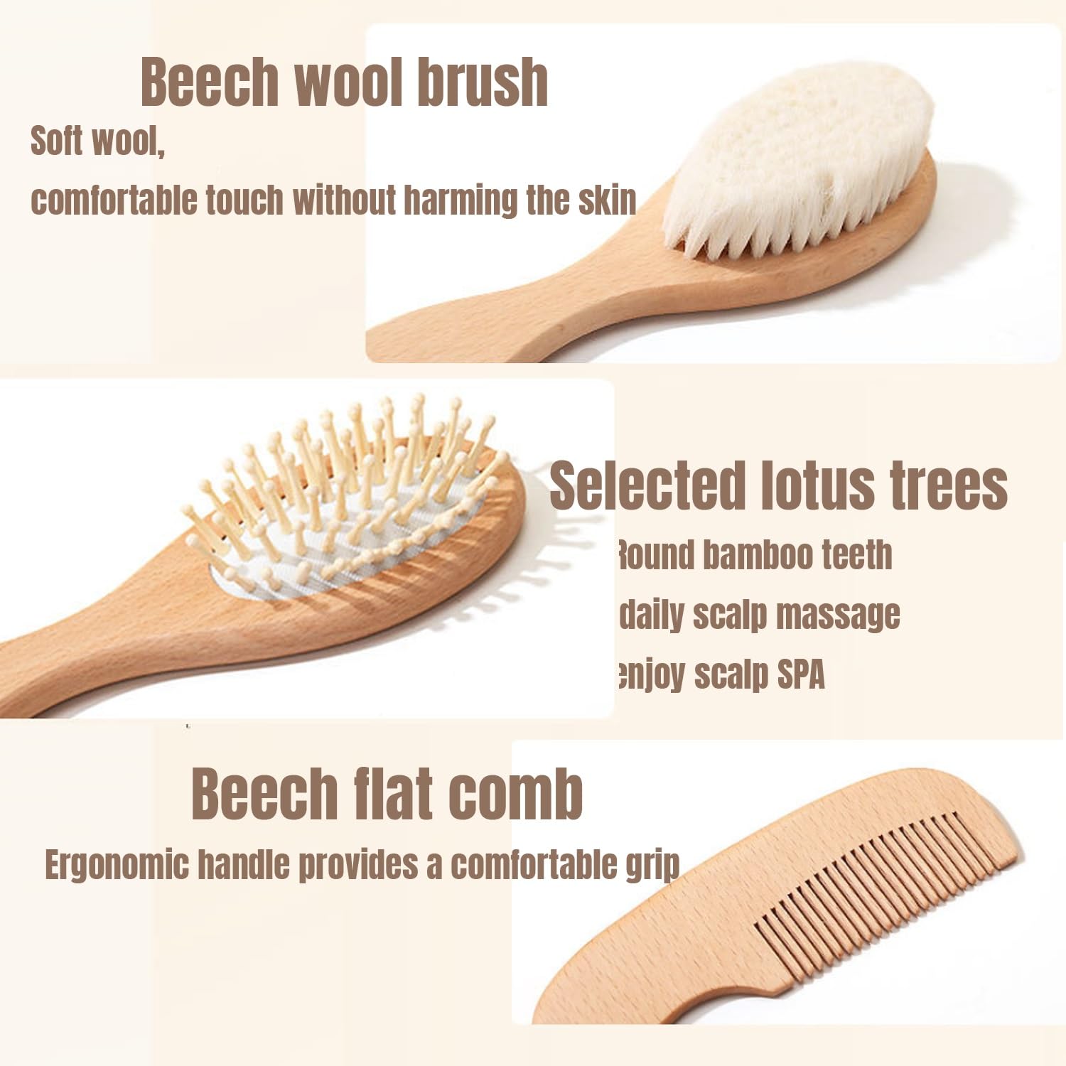 Personalized Baby Gift Newborn Hair Brush and Comb, Customized Engraved Baby Keepsake，Personalized Girls Brush and Comb Set， Wood Bristle Toddler Comb, Cradle Cap Brush(Pink)