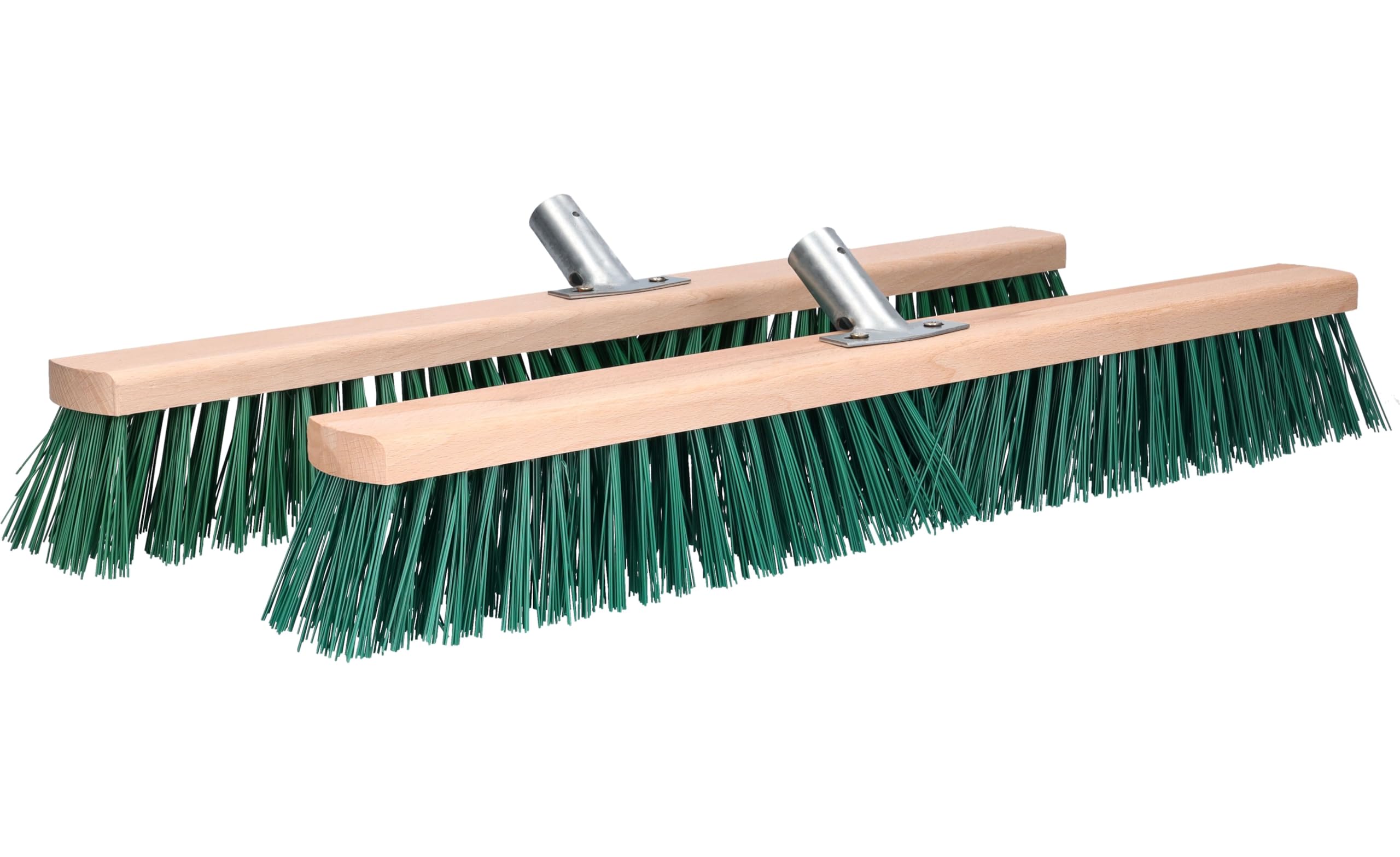ToolSpace Straßenbesen 60 cm - 2 Stück - Holz Kehrbesen für den Terrasse, Garage, Pflaster, die Wege, PET Borsten Industriebesen mit Stielloch Schrubber ohne Stiel Saalbesen Gartenbesen Großraumbesen