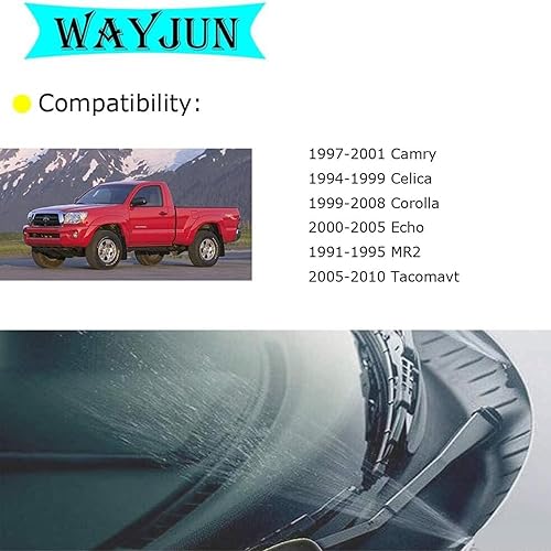 Miniatura 2 de WayJun 85381-AA010 Front Windshield Washer Nozzles Compatible with 99-08 Corolla, 1997-2001 Camry, 2005-2010 Tacoma, 2000-2005 Echo Spray Jet Kit